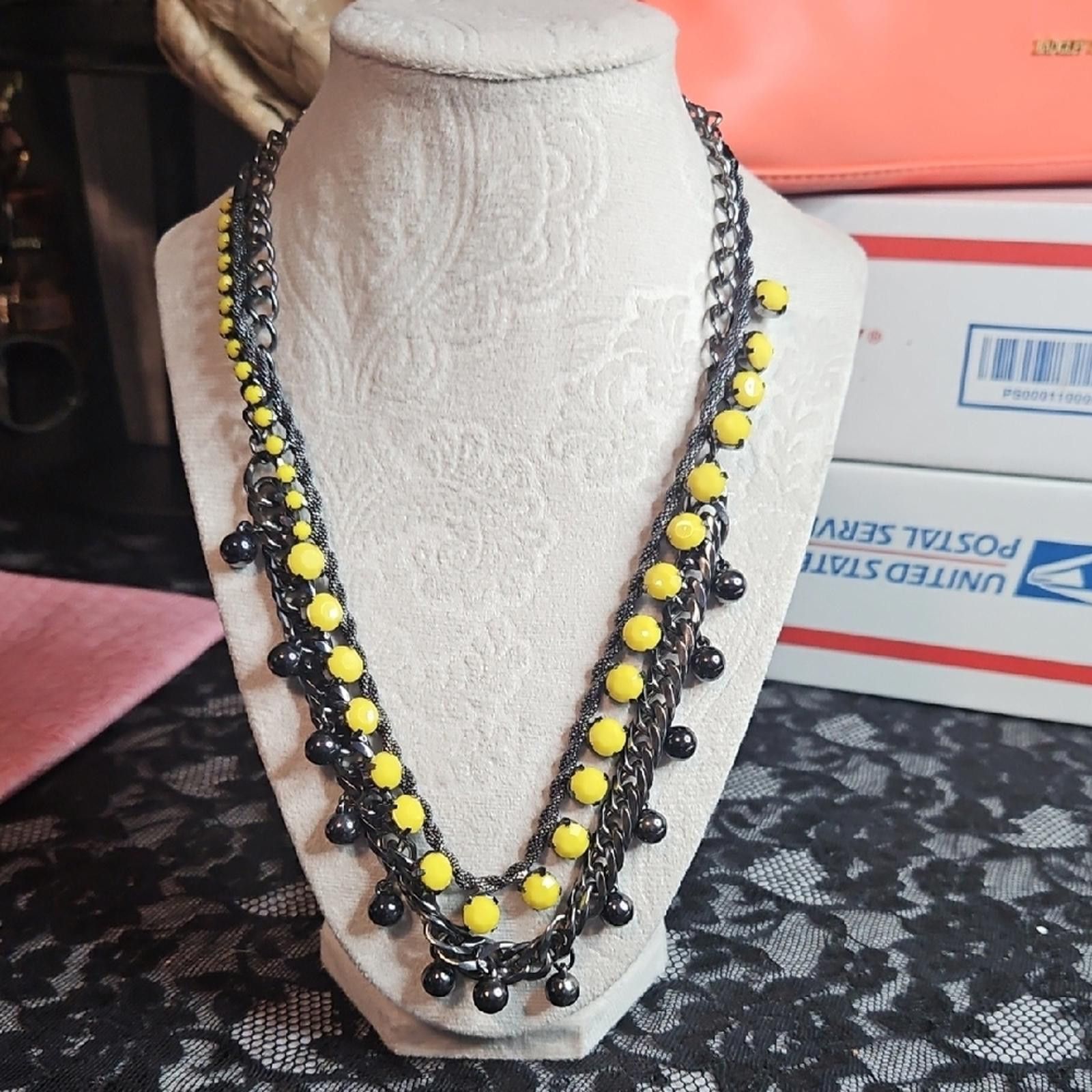 Express Yellow and Black Beaded Express Necklace Size ONE SIZE - 1 Preview