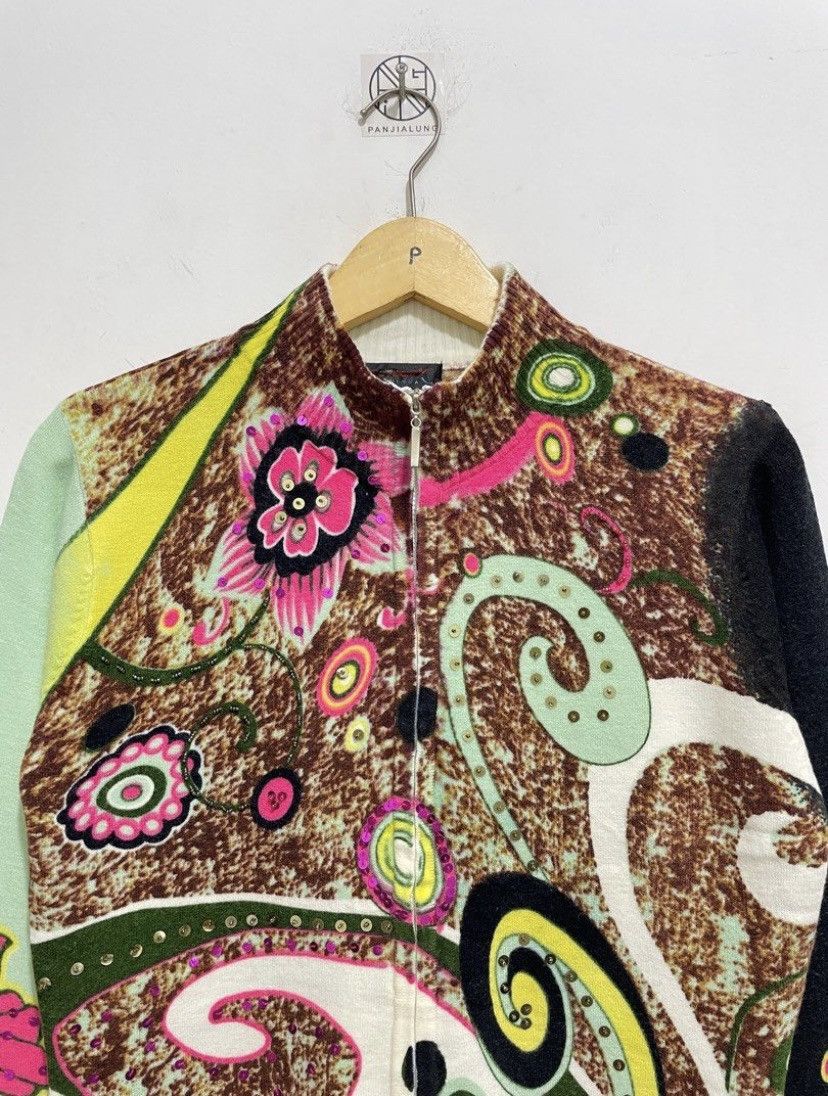 Japanese Brand × Vintage Vintage Cardigan Wool Custo Barcelona Printed Zip Up Size S / US 4 / IT 40 - 4 Thumbnail