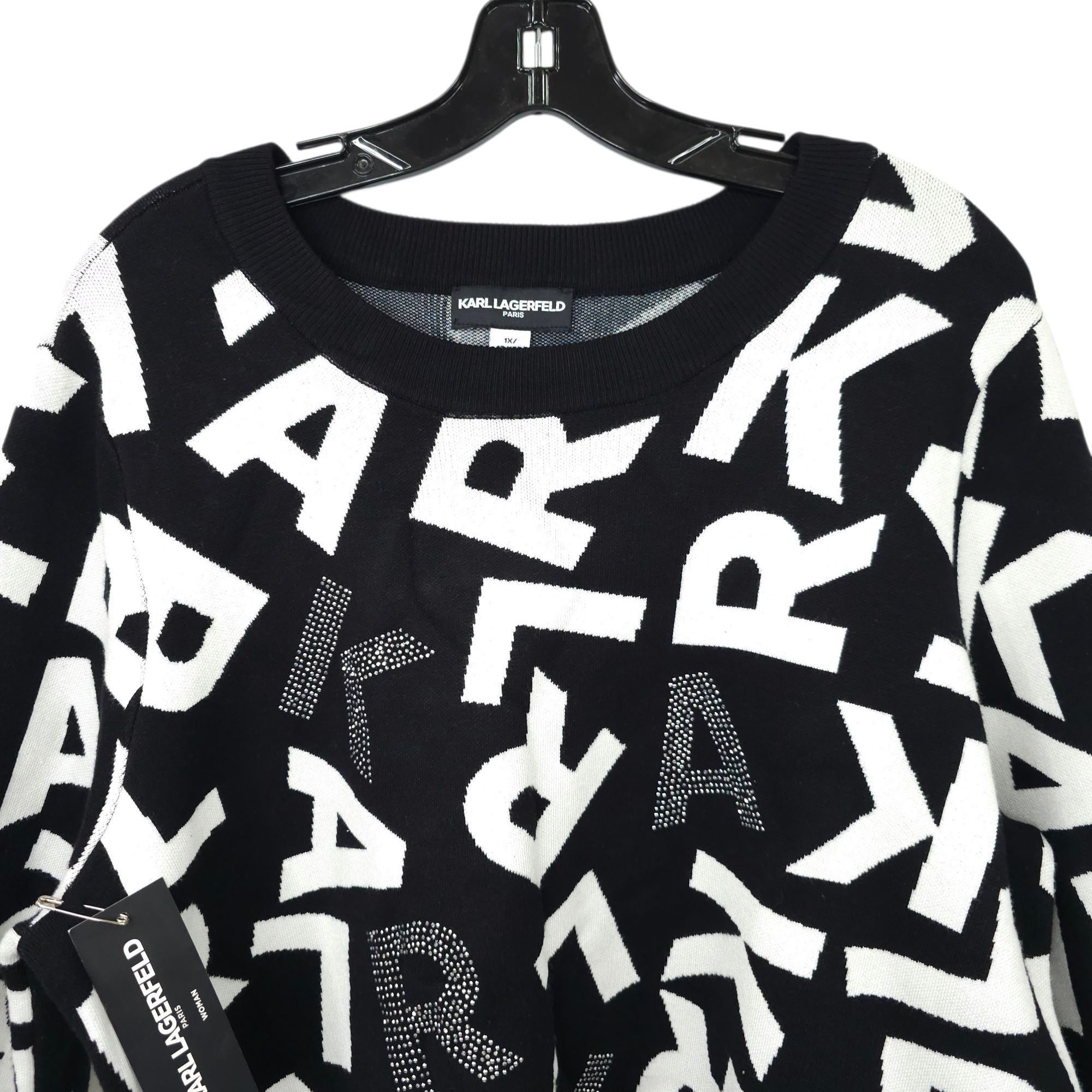 Karl Lagerfeld Karl Lagerfeld Paris Scrambled Logo Sweater Women 1X Ribbed Size ONE SIZE - 9 Thumbnail