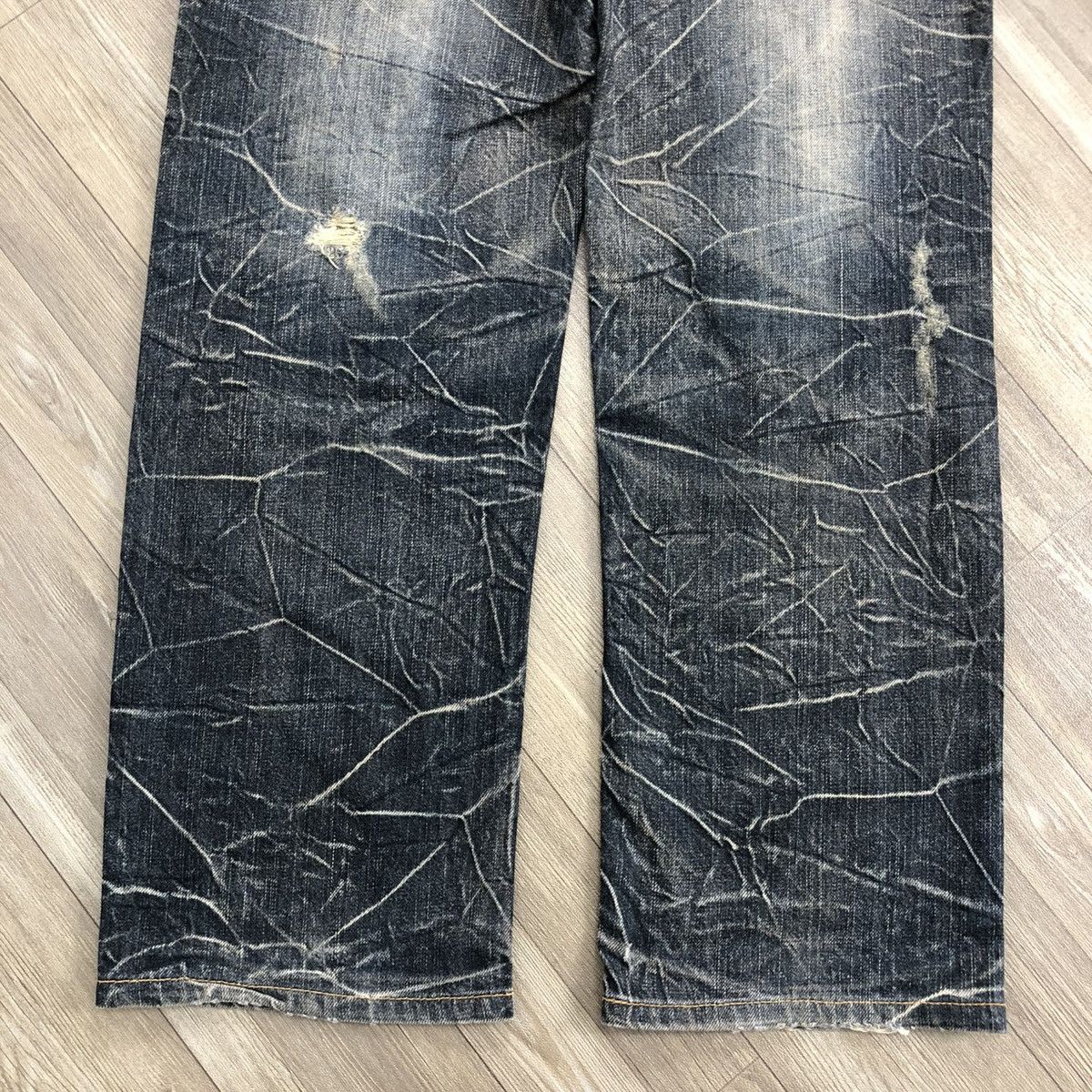 Japanese Brand 2000s Nylaus Double Waist Distressed Faded Baggy Jeans Size US 32 / EU 48 - 12 Thumbnail