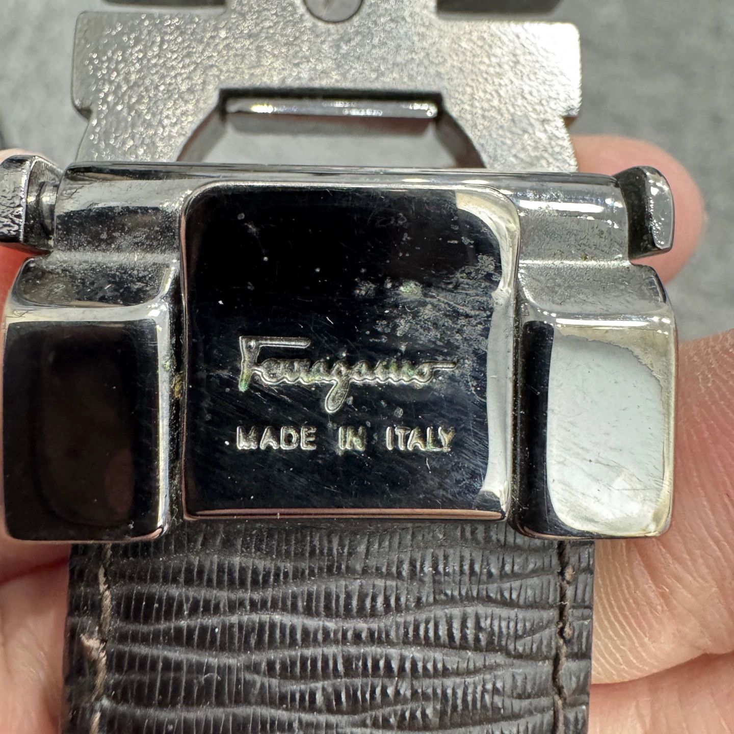 Salvatore Ferragamo SF Double G Buckle Belt 85cm 95 New Cracked Faded Size ONE SIZE - 3 Thumbnail