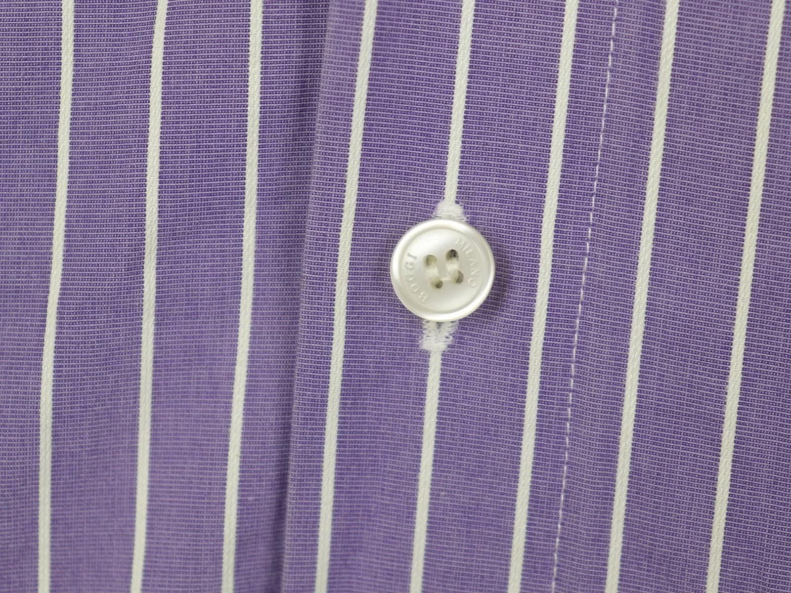 Designer Boggi Milano Purple White Striped Shirt Size M Size US M / EU 48-50 / 2 - 2 Thumbnail
