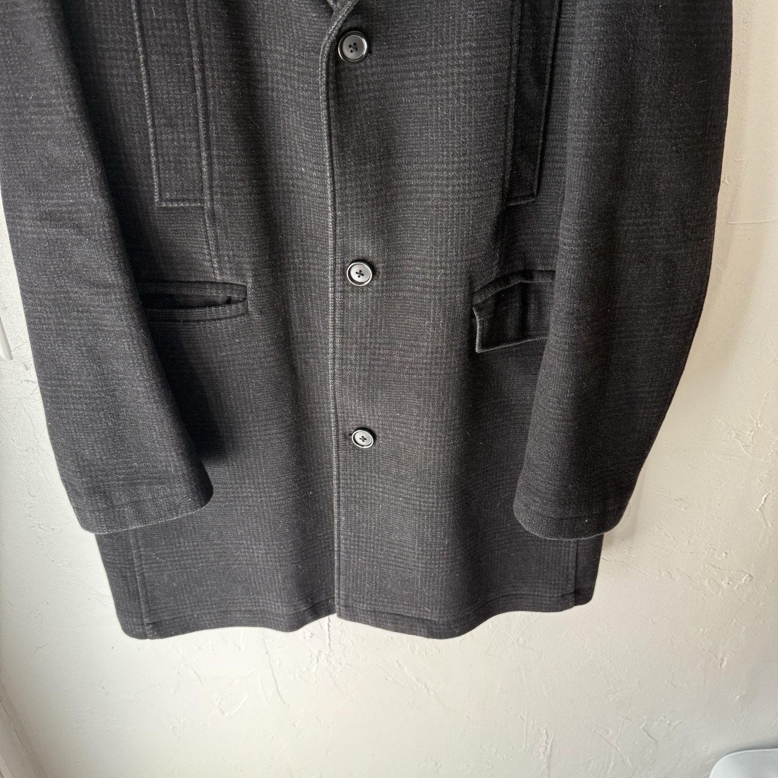 Pronto Uomo Pronto Uomo Tall Black Wool Blend Academia Twee Trench Coat Size US L / EU 52-54 / 3 - 3 Thumbnail