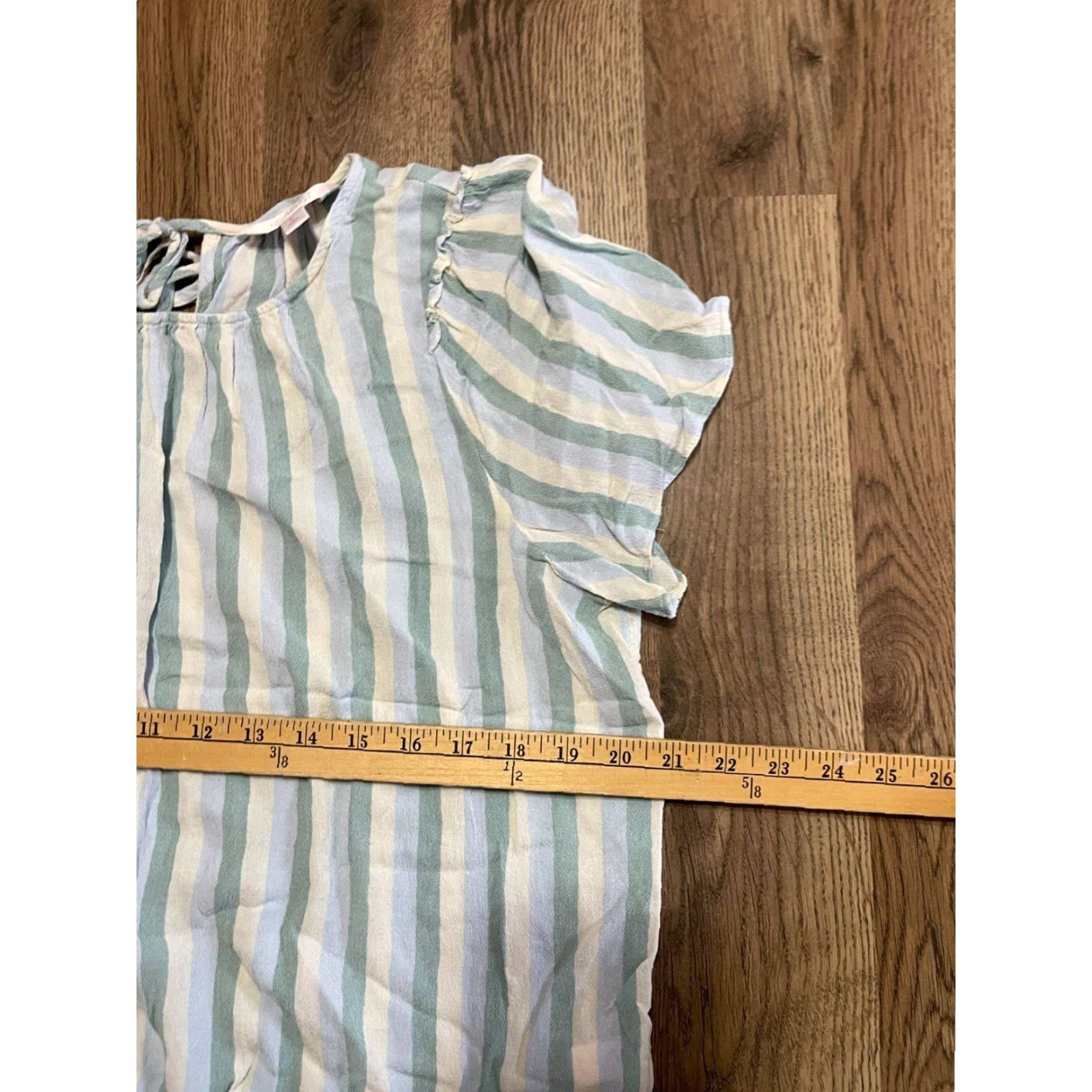 Vintage LC Lauren Conrad Shirt Women's Size Large Blue Cream Striped T-Shirt Casual Modern Basic Size L / US 10 / IT 46 - 6 Thumbnail