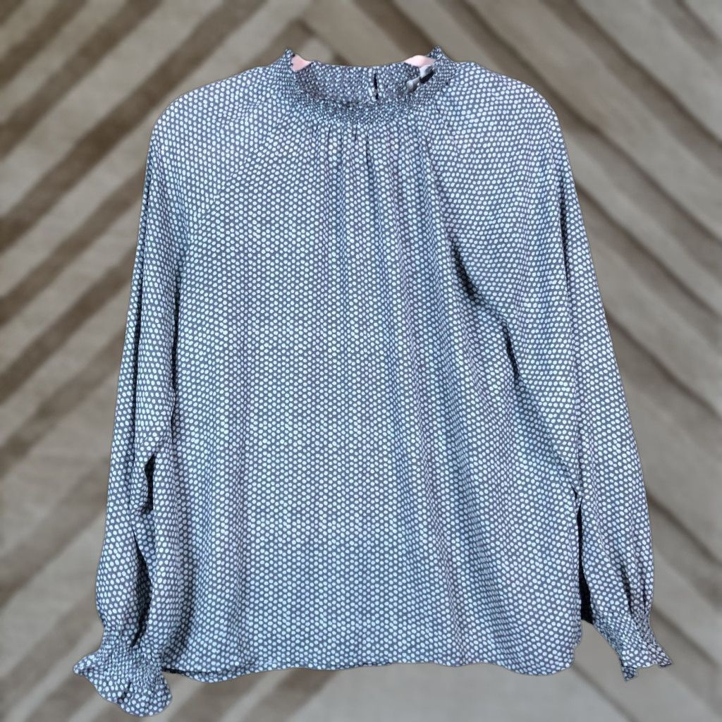 Loft VINTAGE LOFT Outlet Womens Blouse Gray Multi Polka Dot Mock Neck Long Sleeve Small Size S / US 4 / IT 40 - 1 Thumbnail