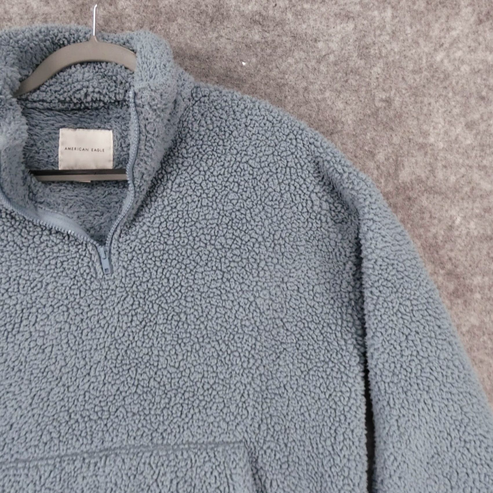 American Eagle Outfitters American Eagle Pullover Mens Small 1/4 Zip Blue Pouch Deep Pile Sweater Size US S / EU 44-46 / 1 - 6 Thumbnail