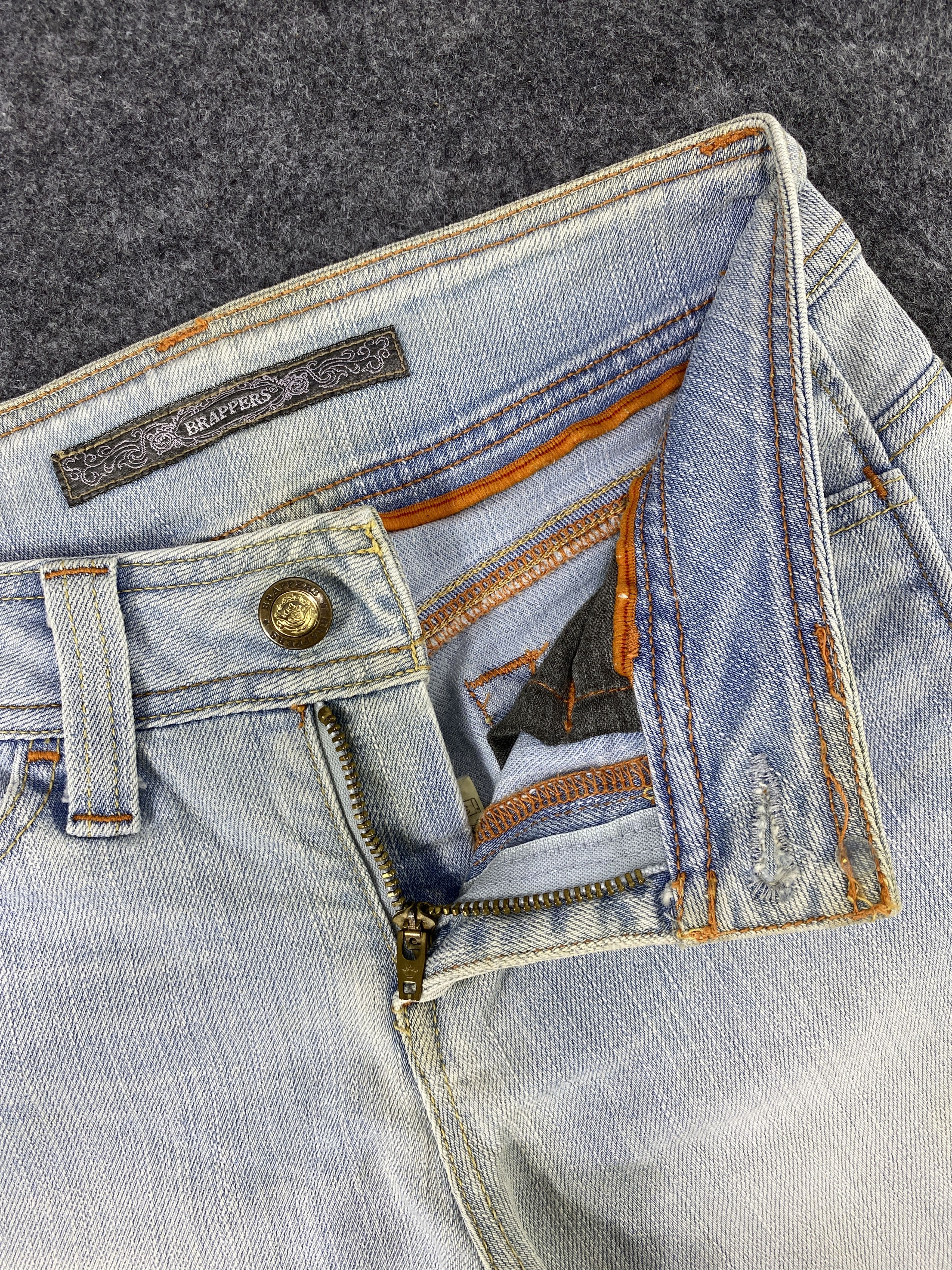 Japanese Brand Brappers Flare Blue Wash Jeans - J1049 Size 26" / US 2 / IT 38 - 7 Thumbnail