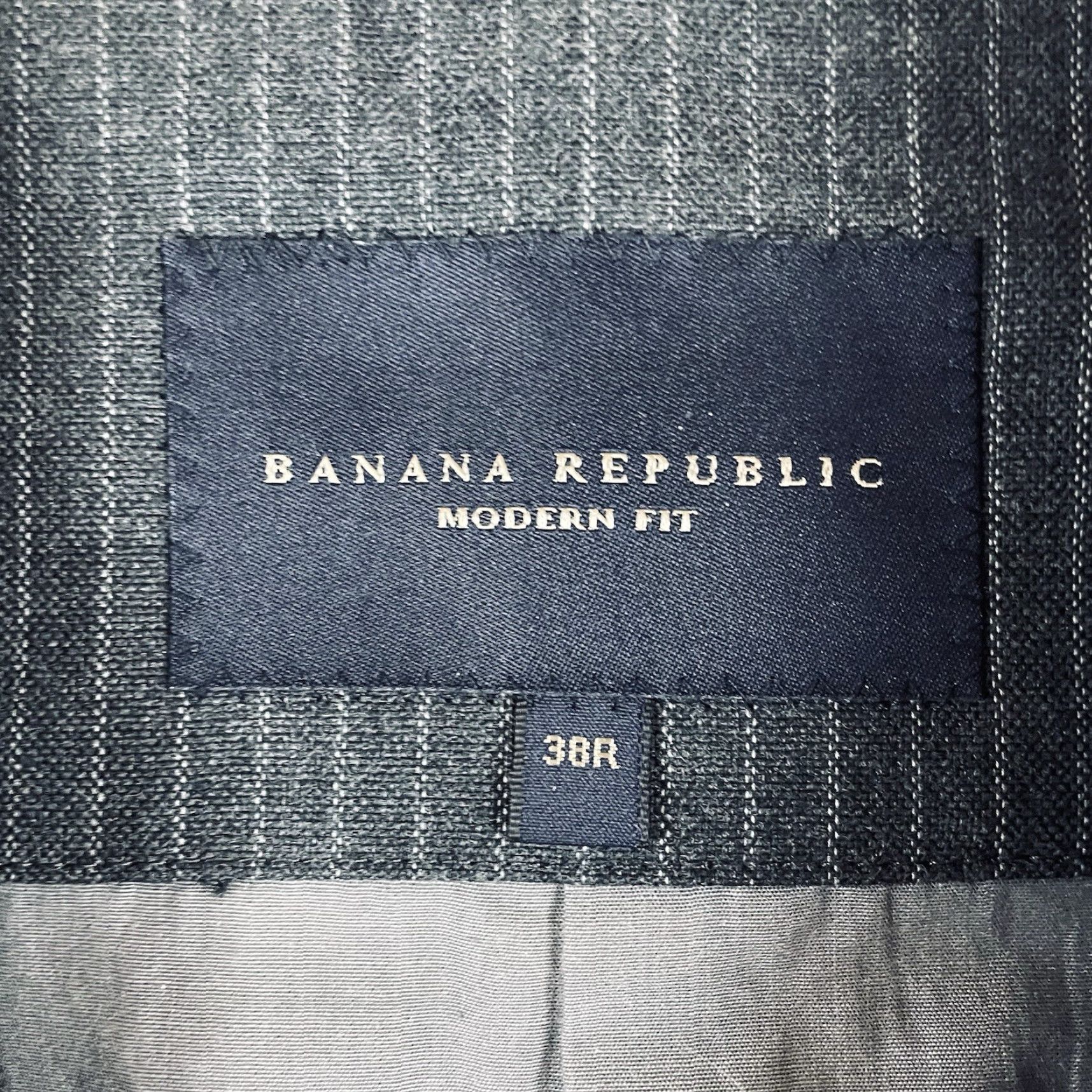 Banana Republic Banana Republic Blazer Jacket Mens 38R Modern Fit Cotton Gray Striped Sport Coat 2 Button Notch Lapel Regular Single-Breasted Modern Mens Size 38R - 5 Thumbnail