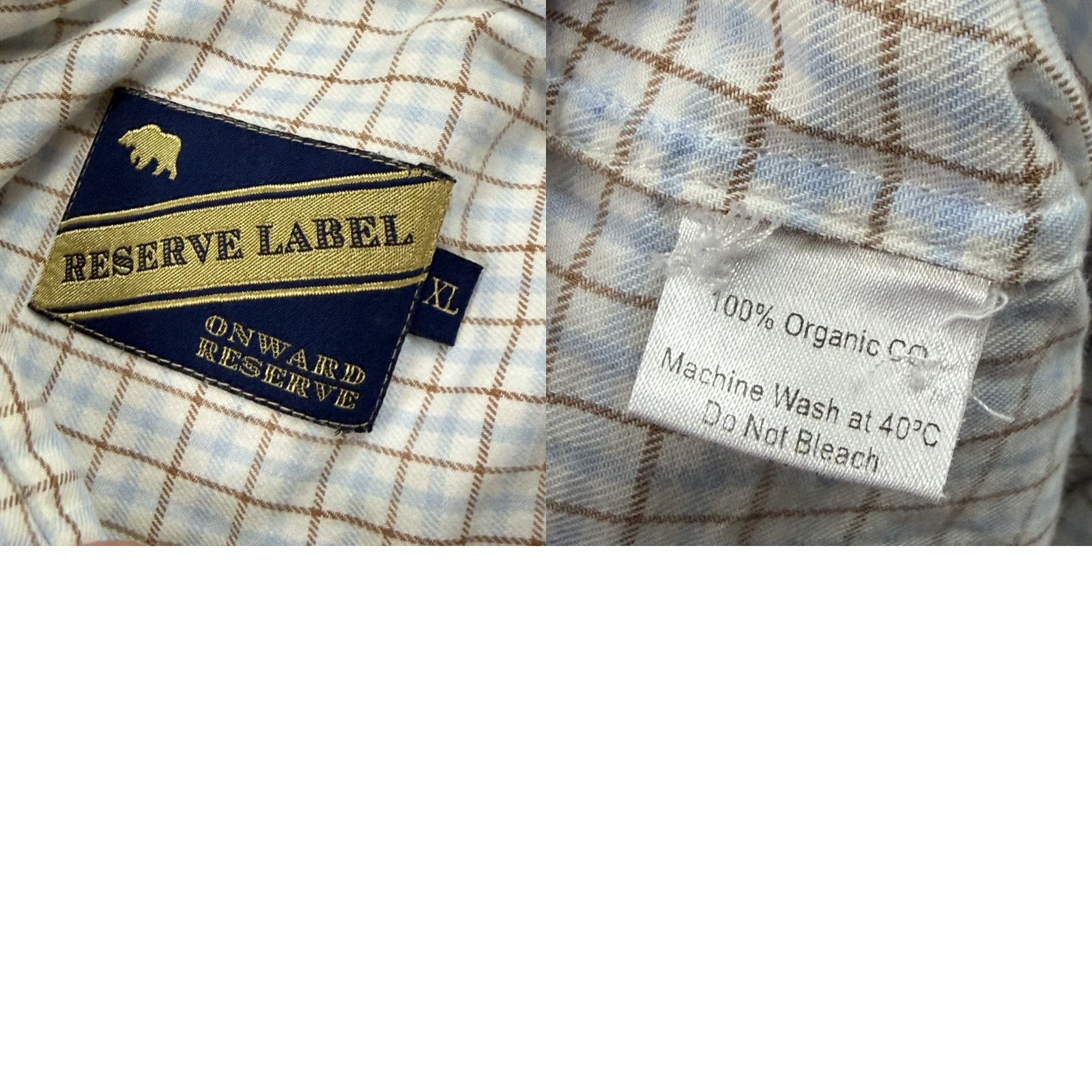 Vintage Onward Reserve Shirt Mens XL Plaid Blue Brown Long Sleeve Button-Up Casual Cotton Size US XL / EU 56 / 4 - 9 Thumbnail