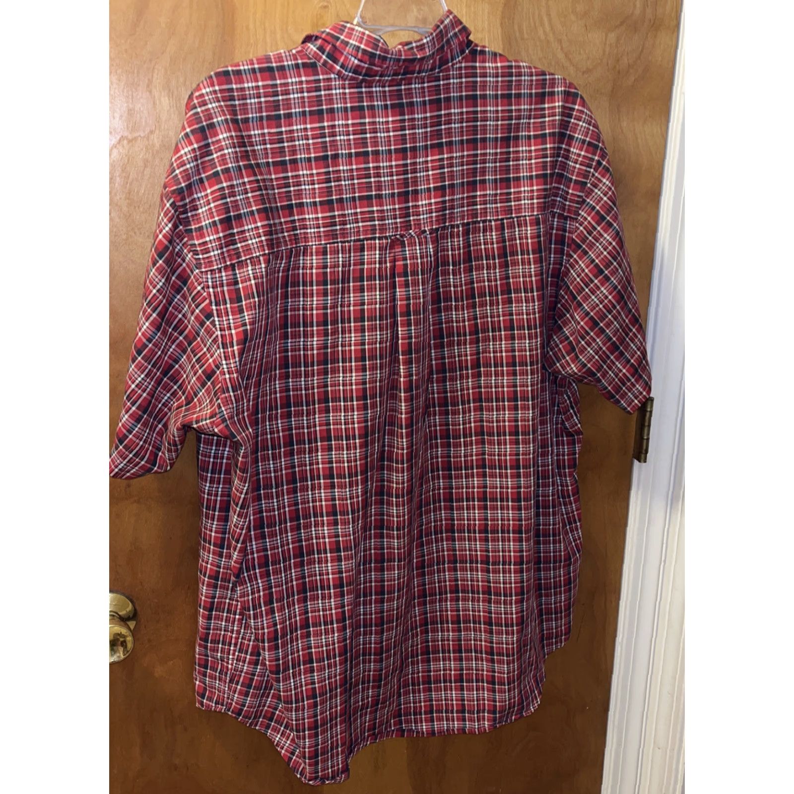 Chaps Chaps RALPH LAUREN Shirt Button-Up Plaid Red Mens Large Short Sleeve Button-Down Collared Size US L / EU 52-54 / 3 - 3 Thumbnail