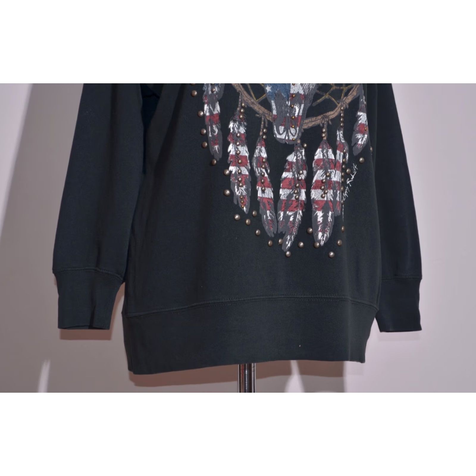 Vintage Denim & Supply Ralph Lauren Black Sweatshirt Bull Skull Women's XL Boho Western Pullover Jumper Shirt Size XL / US 12-14 / IT 48-50 - 3 Thumbnail