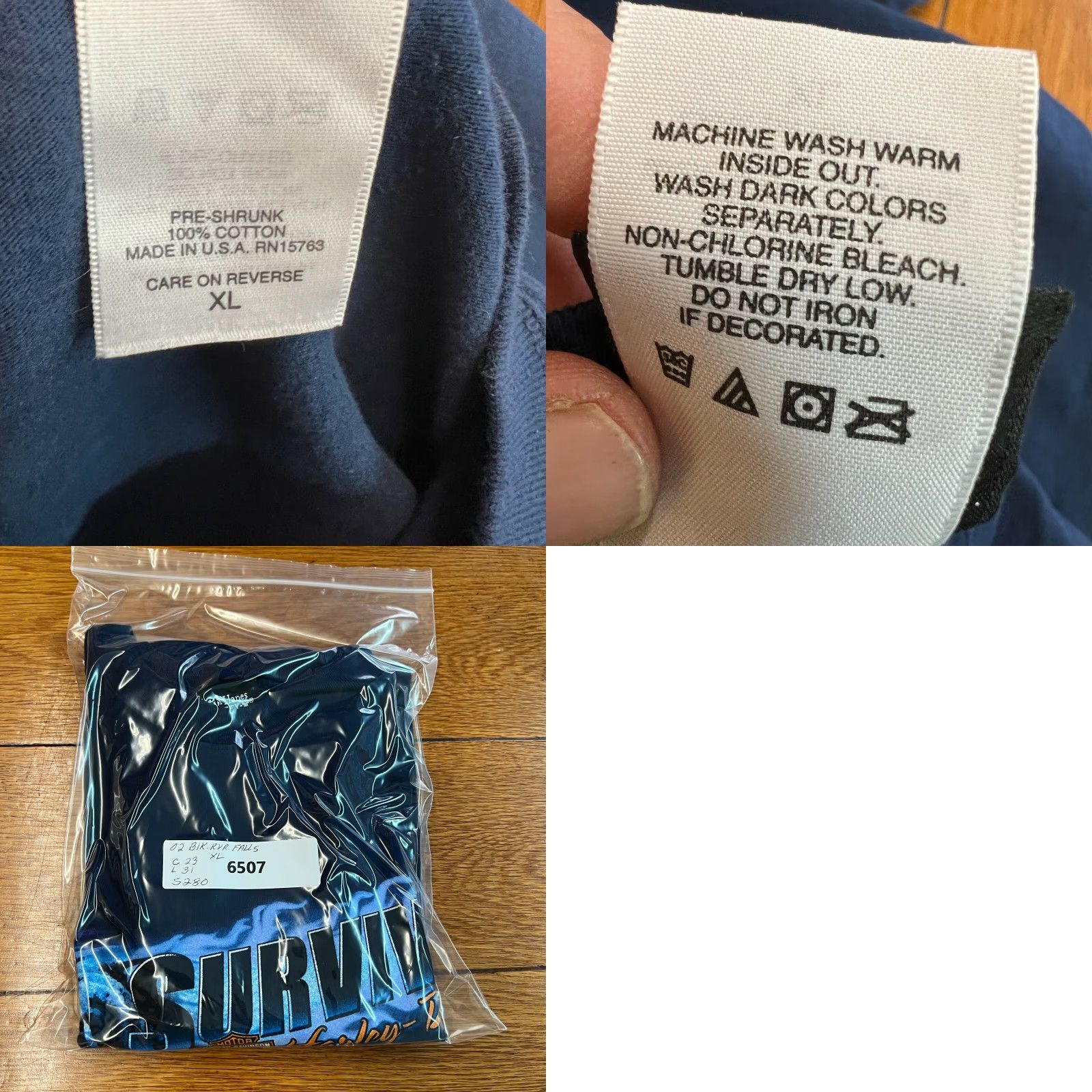 Harley Davidson VINTAGE Harley-Davidson Motorcycle Graphic T-Shirt XL Blue 2002 Black River Falls Mens Size US XL / EU 56 / 4 - 8 Thumbnail