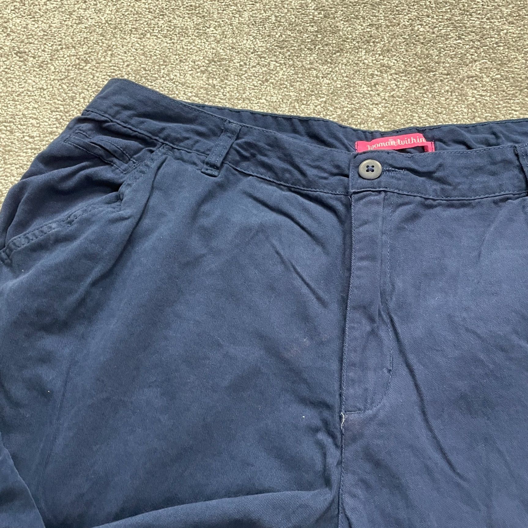 Vintage VINTAGE? Wait—No. Woman Within Chino Pants Women Plus Size 18W Navy Blue Straight Leg Cotton 38x28 Size 40" / US 18 - 6 Thumbnail