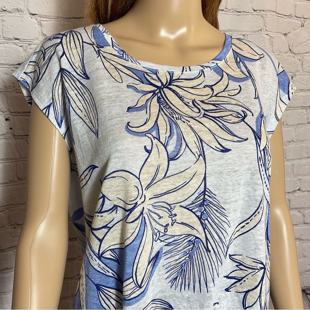Halston NWT New Halston Floral Linen Knit Sleeveless Back Button To Size M / US 6-8 / IT 42-44 - 3 Thumbnail