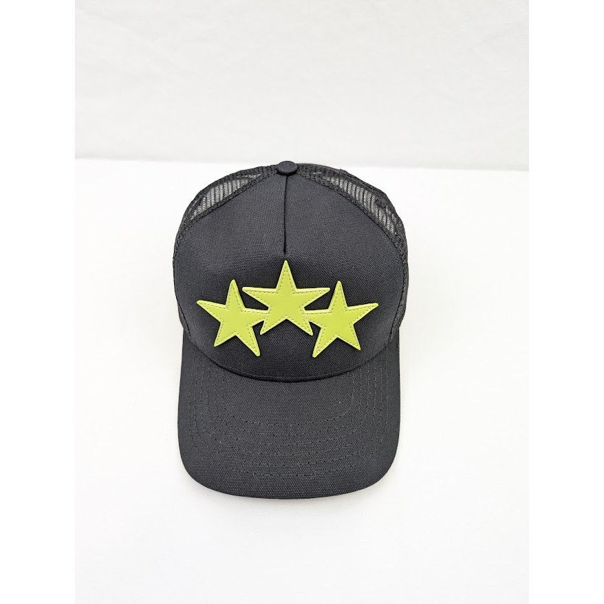 Amiri o1rshd1 Q:12 / Three Star Trucker Cap / Hat in Black/Lime Size ONE SIZE - 1 Thumbnail