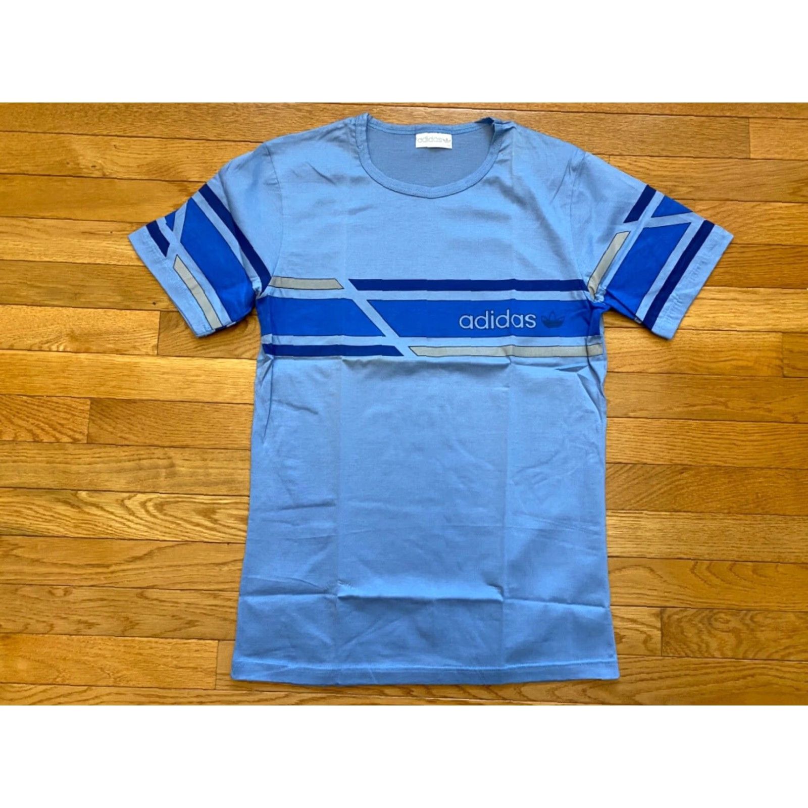 Adidas VINTAGE Adidas Trefoil Double-Sided T-Shirt Unisex Adults Size 40 Blue 80s - (Note: Adjusted for clarity) Size US L / EU 52-54 / 3 - 2 Thumbnail
