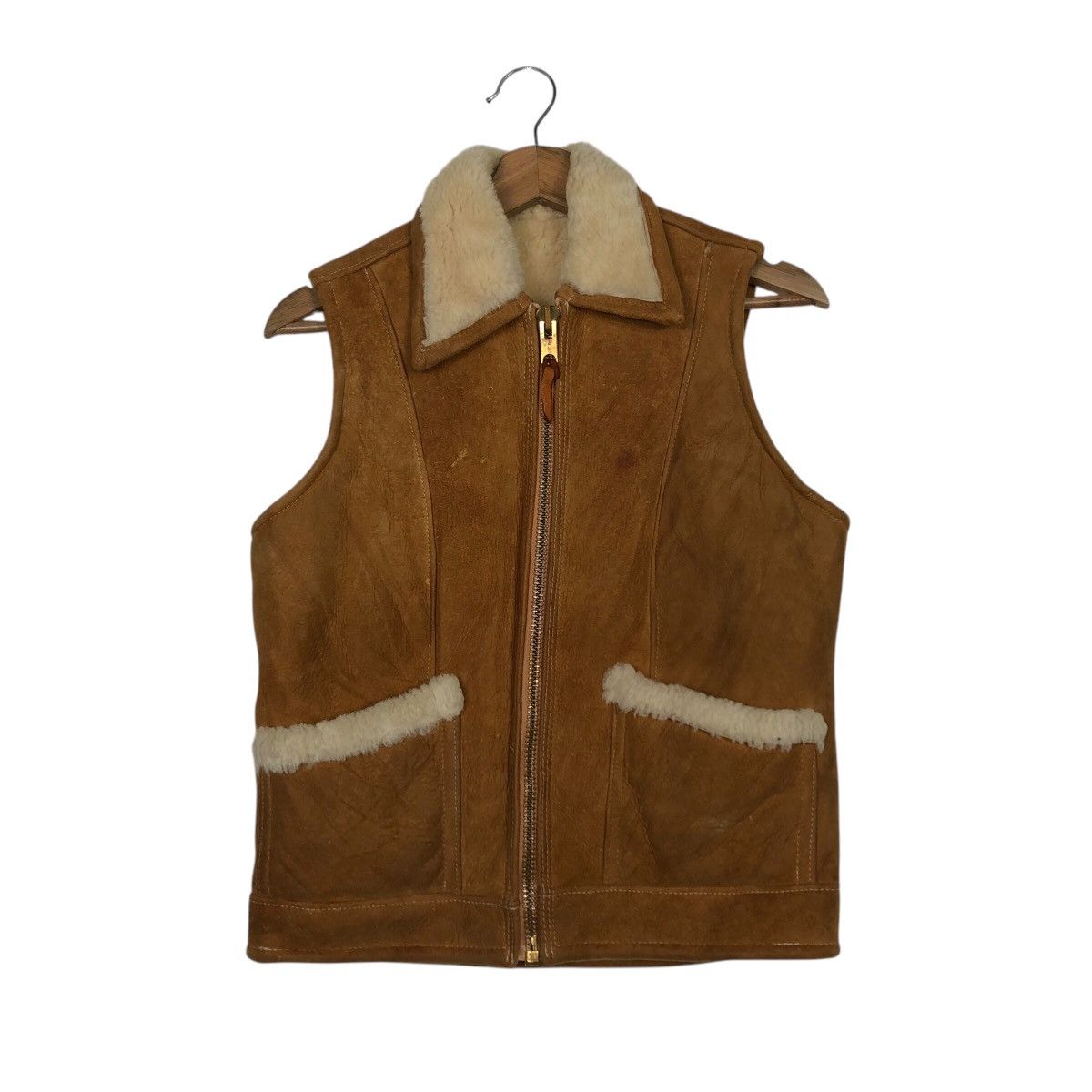 Aero Leathers 📌Vintage Vest Genuine Leather Jacket Shearling Overland Size US S / EU 44-46 / 1 - 2 Thumbnail