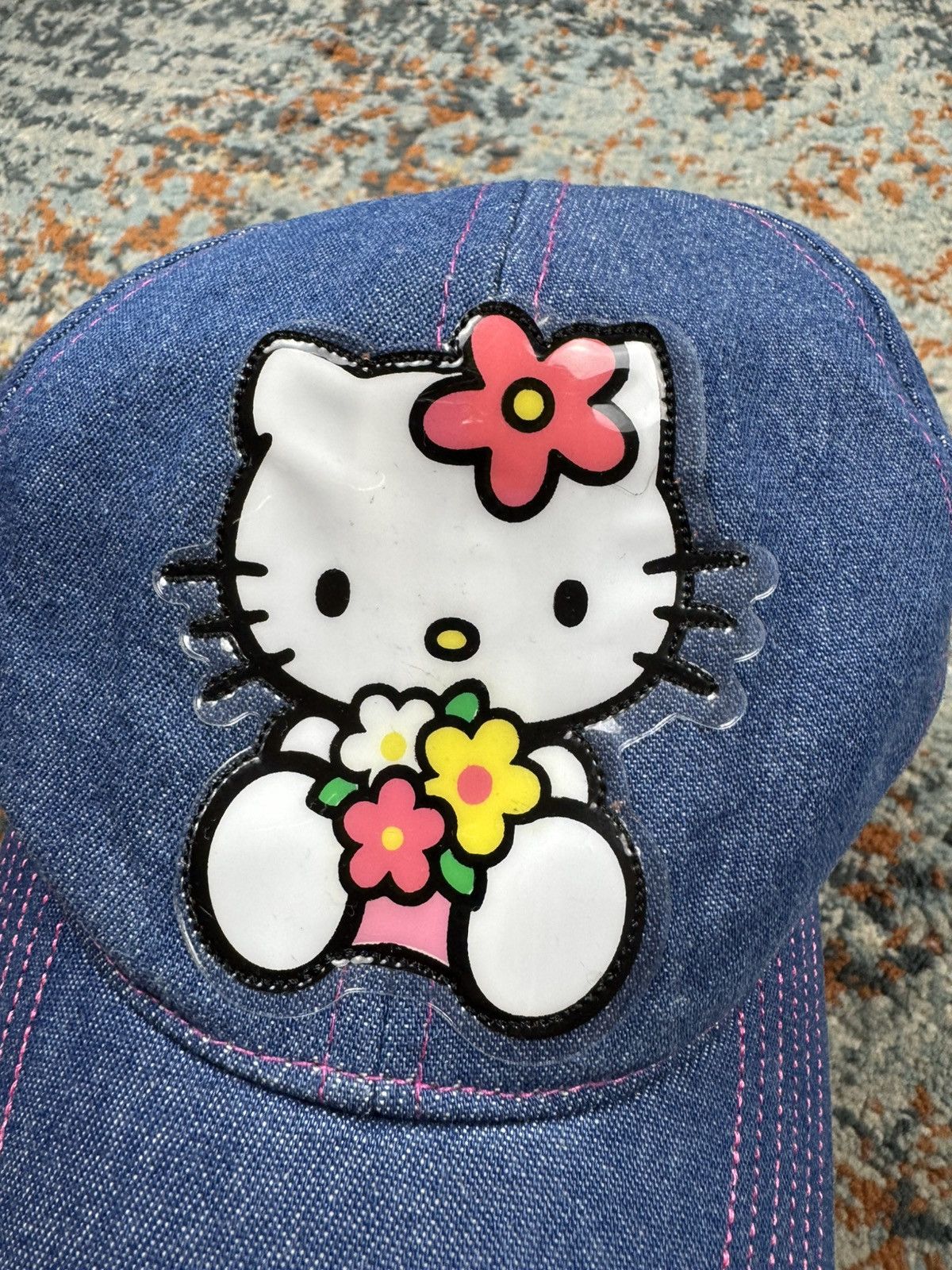 Japanese Brand × Vintage Vintage y2k Hello Kitty denim jeans hat Sanyo licensed Size ONE SIZE - 7 Thumbnail