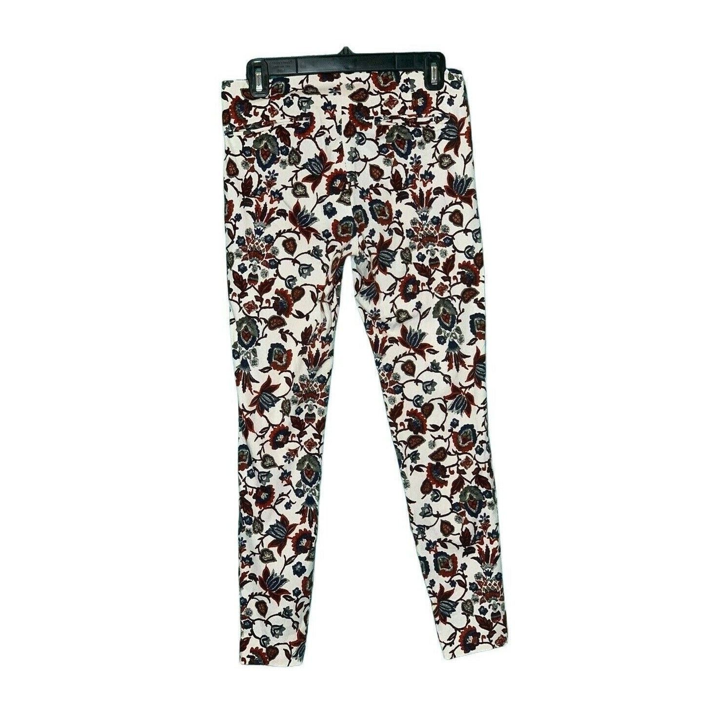 Zara Zara white red floral ankle jeggings pants size S Size 30" / US 8 / IT 44 - 2 Thumbnail