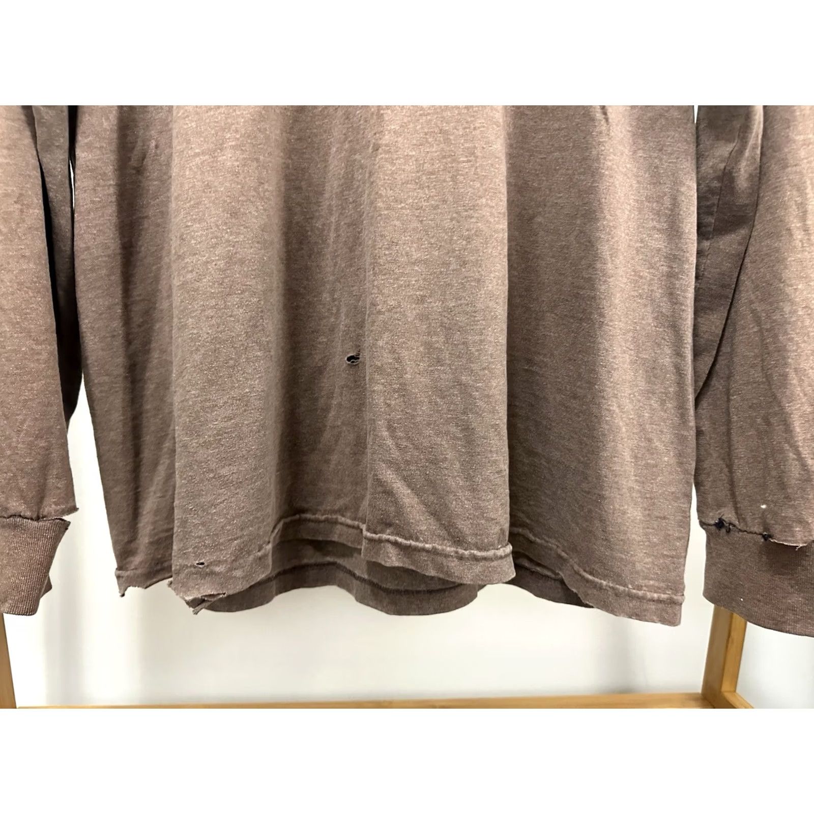 Jerzees VTG Jerzees T-Shirt Long Sleeve XL Brown Distressed Worn Blank Gradient Sun Faded 90s Style Mens XL Size US XL / EU 56 / 4 - 4 Thumbnail