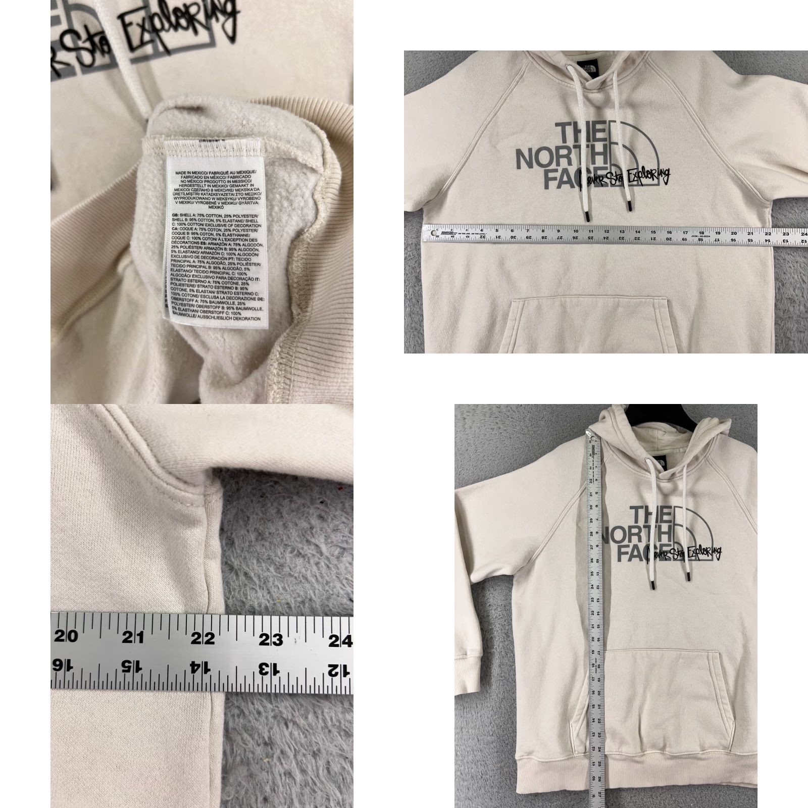 The North Face The North Face Hoodie Womens Large Beige Logo Cotton Blend Pullover Pocket Size L / US 10 / IT 46 - 8 Thumbnail