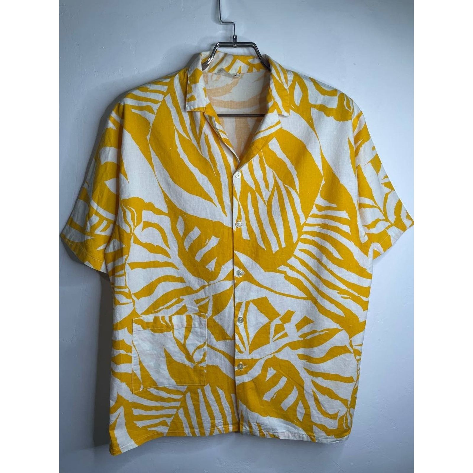 Vintage Vintage Club House Abstract Leaf Shirt Linen M Short Sleeve Size US M / EU 48-50 / 2 - 1 Thumbnail