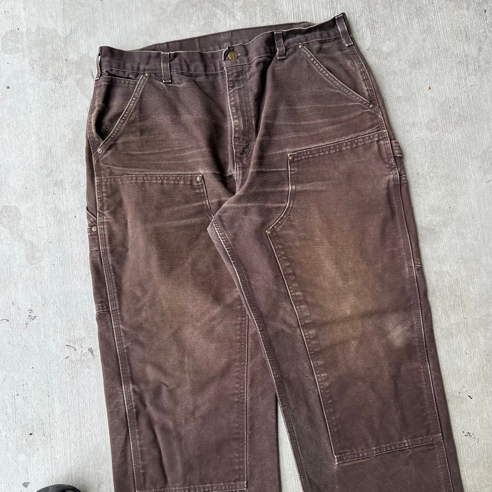 Carhartt × Vintage Carhartt brown faded double knee work wear carpenter pants Size US 36 / EU 52 - 2 Thumbnail