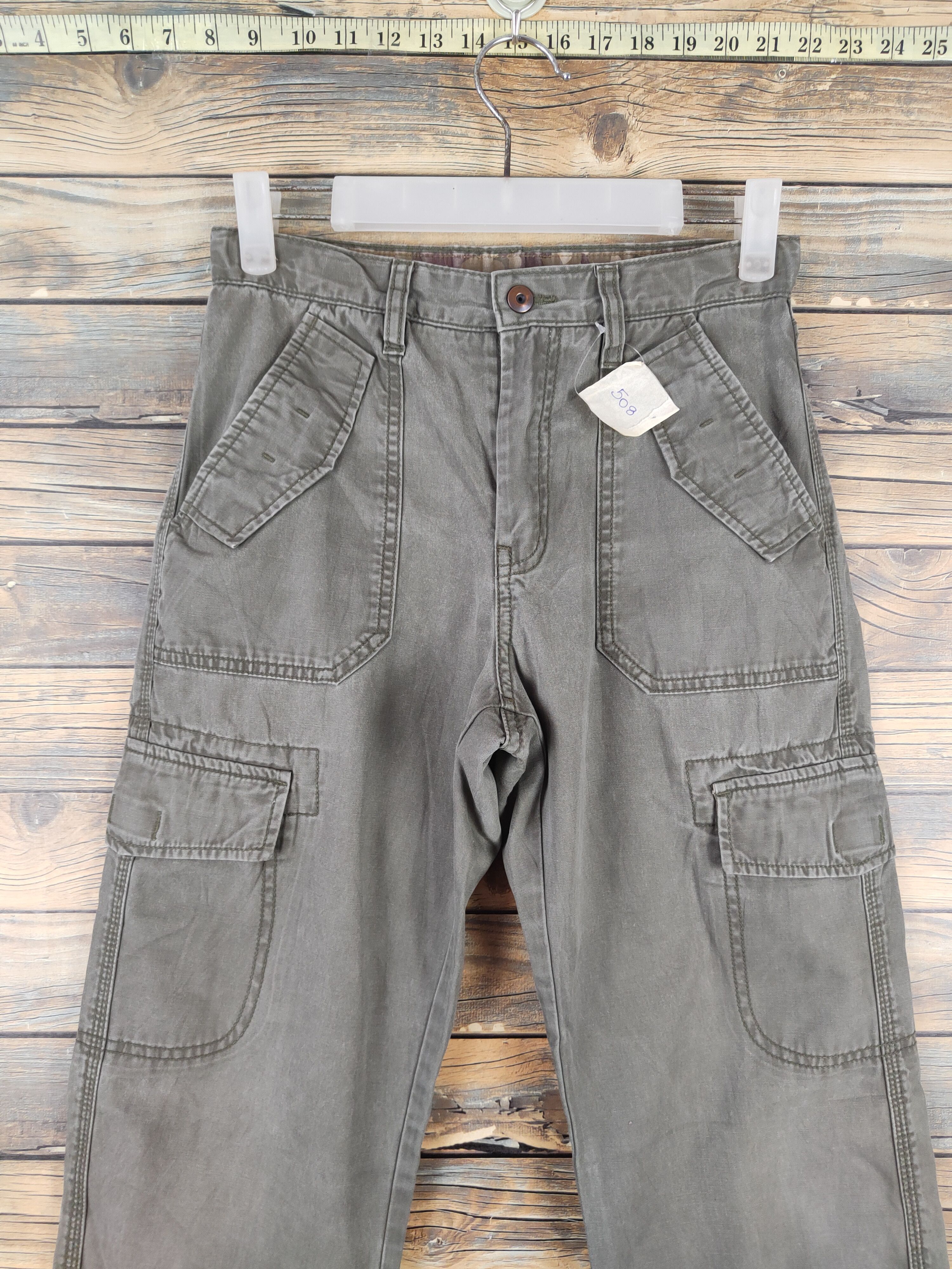 Japanese Brand DL Uniqlo Olive Multipocket Tactical Cargo Pants #508 Size US 26 / EU 42 - 2 Thumbnail
