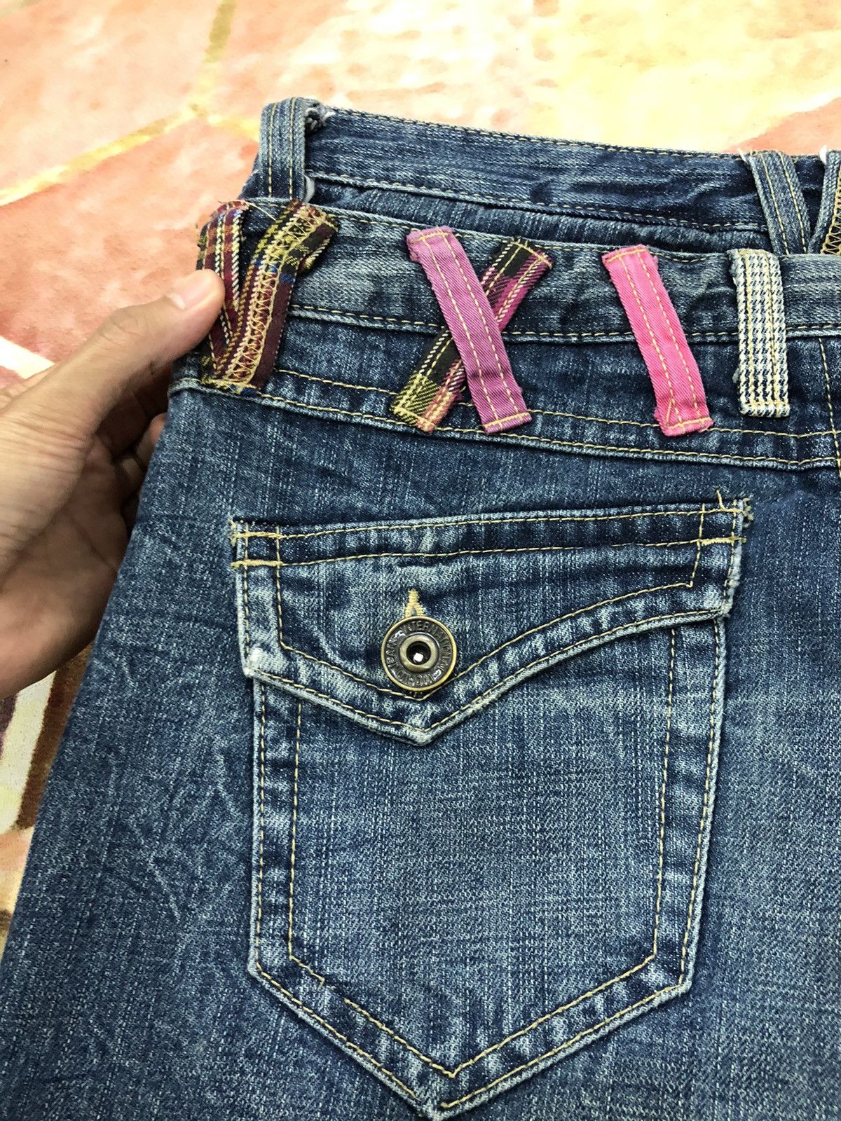 Japanese Brand × Seditionaries Vintage Colza Double Waist Distressed Faded Blue Jeans Size US 31 - 11 Thumbnail
