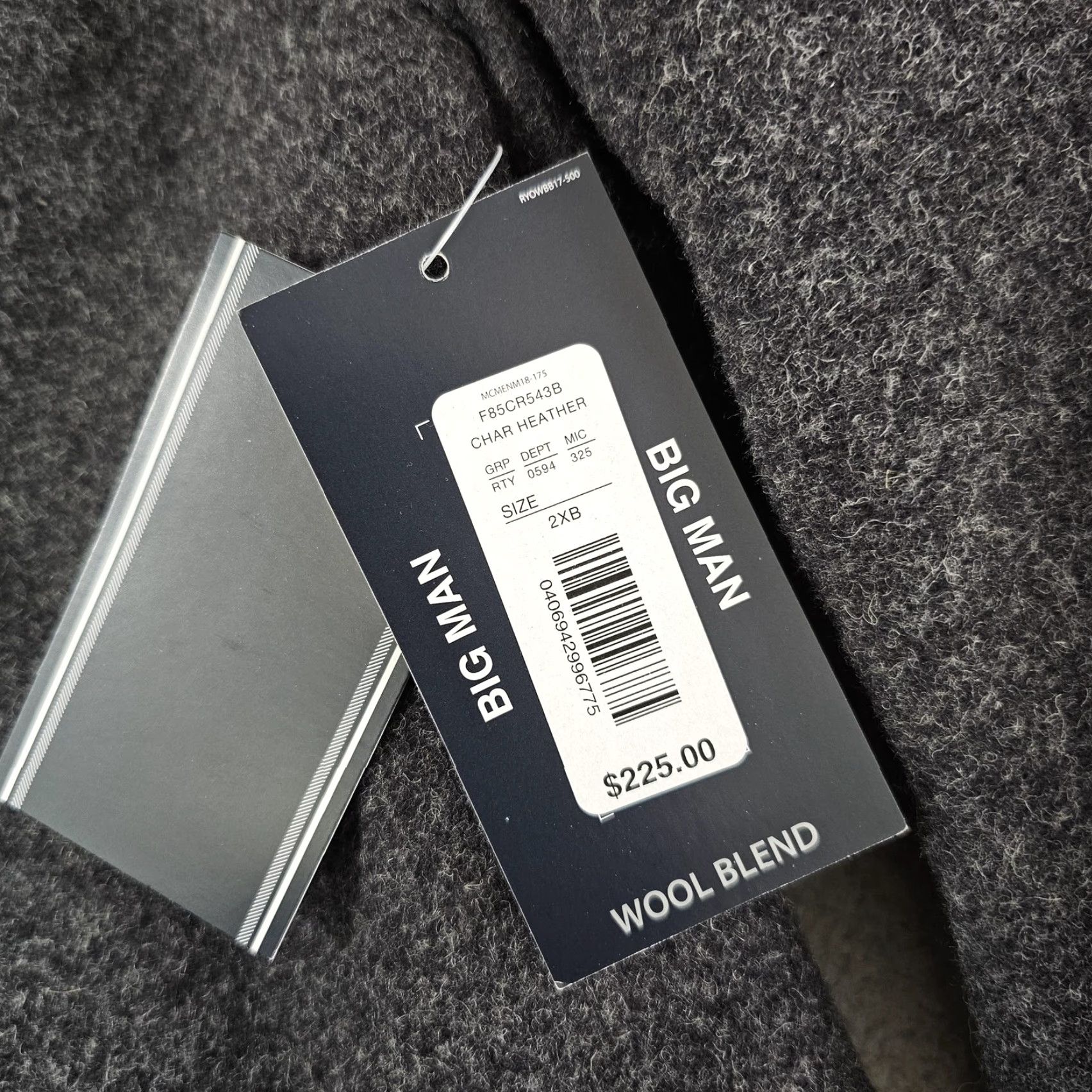Roundtree & Yorke Roundtree & Yorke Coat Mens 2XB Big Tall Charcoal Heather Wool Blend Peacoat Size US XXL / EU 58 / 5 - 4 Thumbnail
