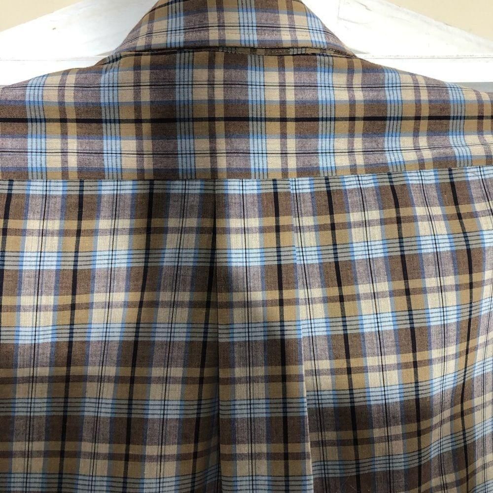 Vintage blue tan brown plaid lightweight cotton long sleeves shirt M Size US M / EU 48-50 / 2 - 5 Thumbnail