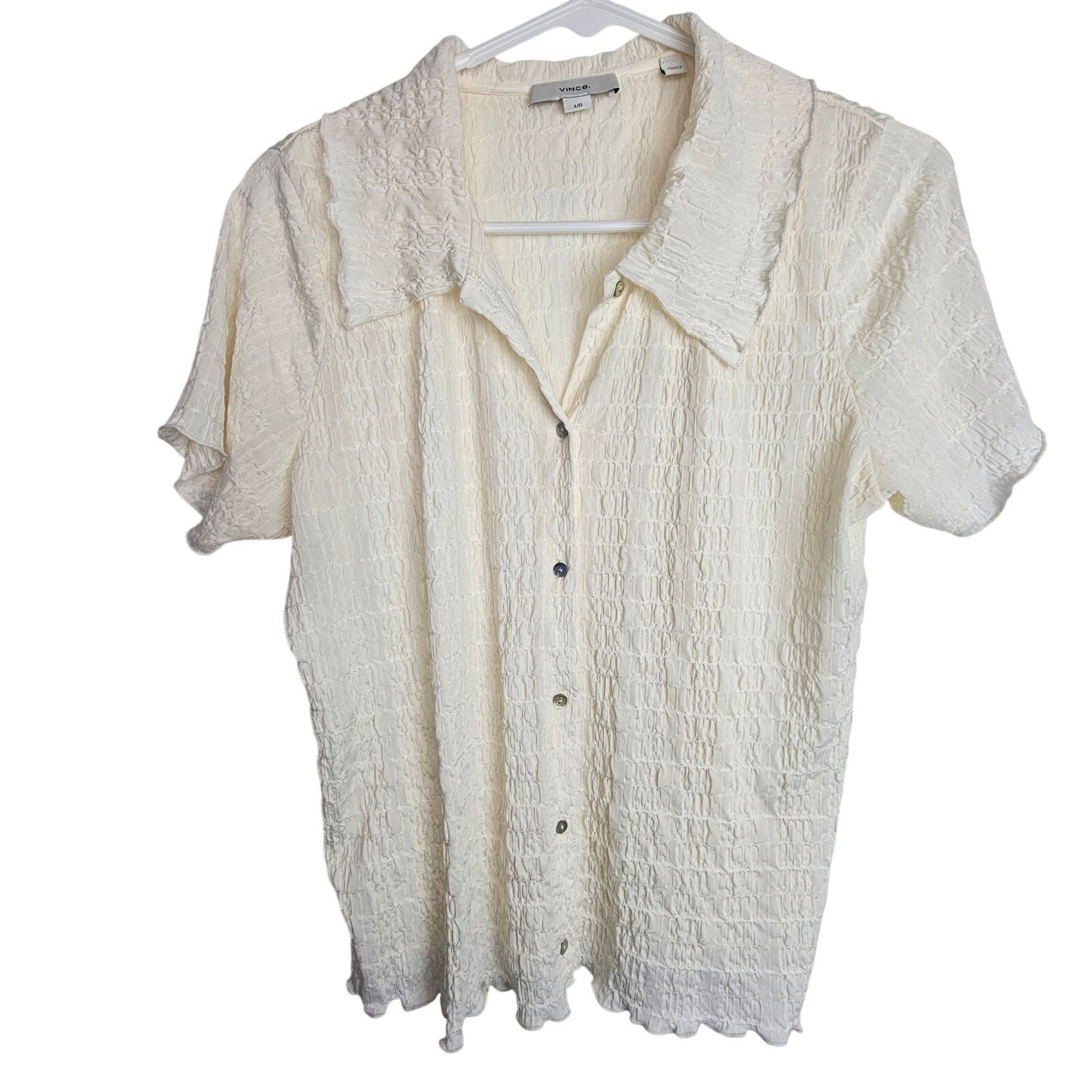 Vince Vince Ruched Striped Button Shirt L Designer MInimalist Size L / US 10 / IT 46 - 2 Thumbnail