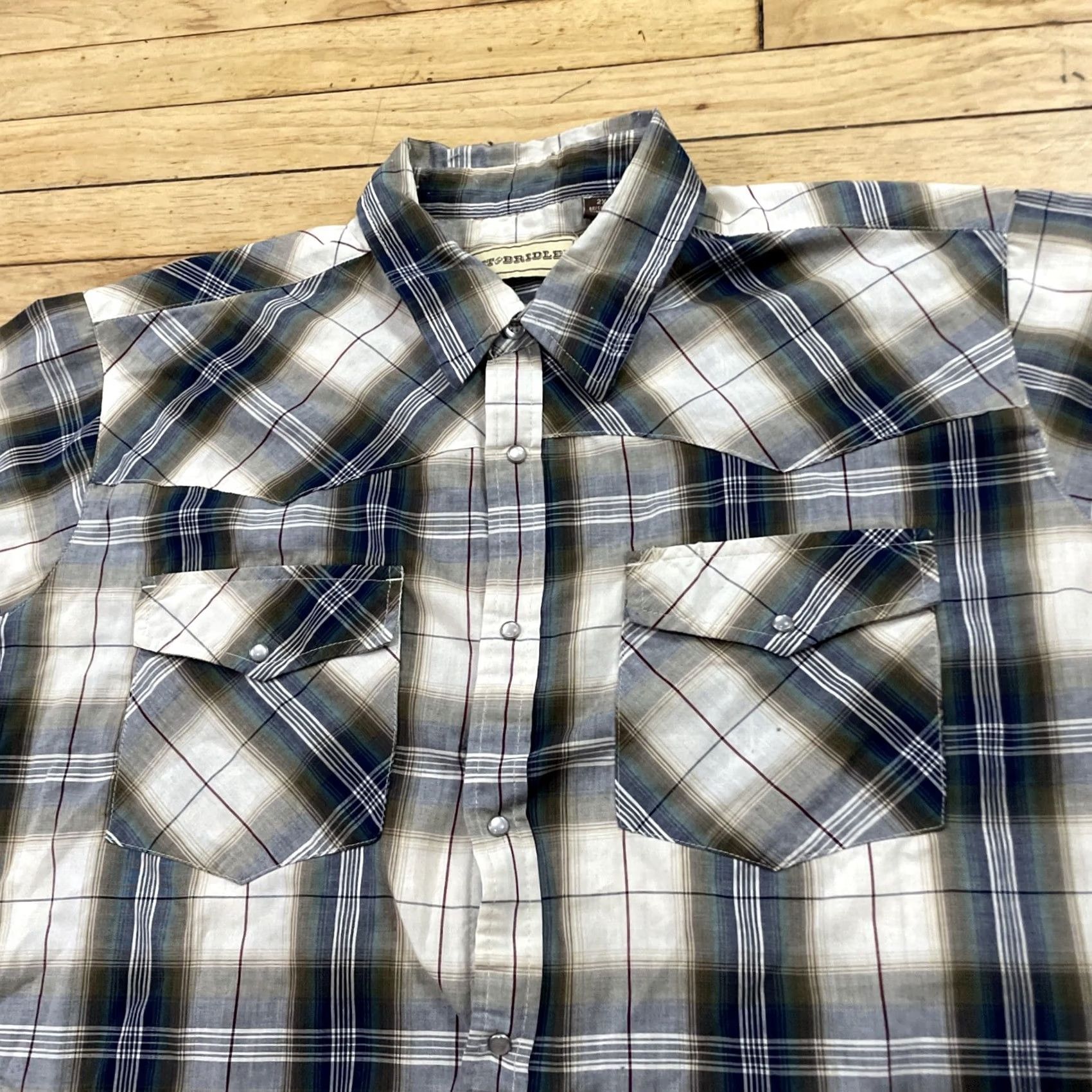 Vintage BIT & BRIDLE Pearl Snap Western Shirt Men 2X Vtg Cowbow WorkWear Brushpopper 2XL Size US XXL / EU 58 / 5 - 3 Thumbnail