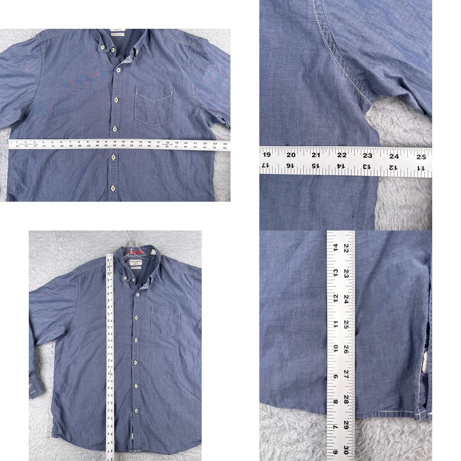 Tommy Bahama Tommy Bahama Shirt Men XL Blue Long Sleeve Button-Up with Pocket, Aloha Resort Style, 100% Cotton/Tencel Blend, Slim Fit Size US XL / EU 56 / 4 - 8 Thumbnail