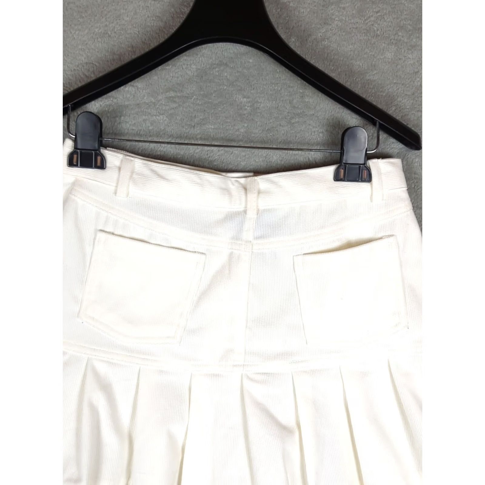 Vintage Sincerely Jules Skirt Mini Corduroy Pleated White Winter Medium M Womens Pockets Short Fall Winter Academia Preppy Zip Size 32" / US 10 / IT 46 - 5 Thumbnail