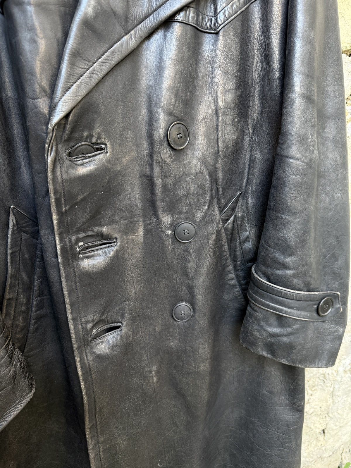 Vintage Retro Military WW2 German Luftwaffe Distressed Leather Coat Size US L / EU 52-54 / 3 - 17 Thumbnail