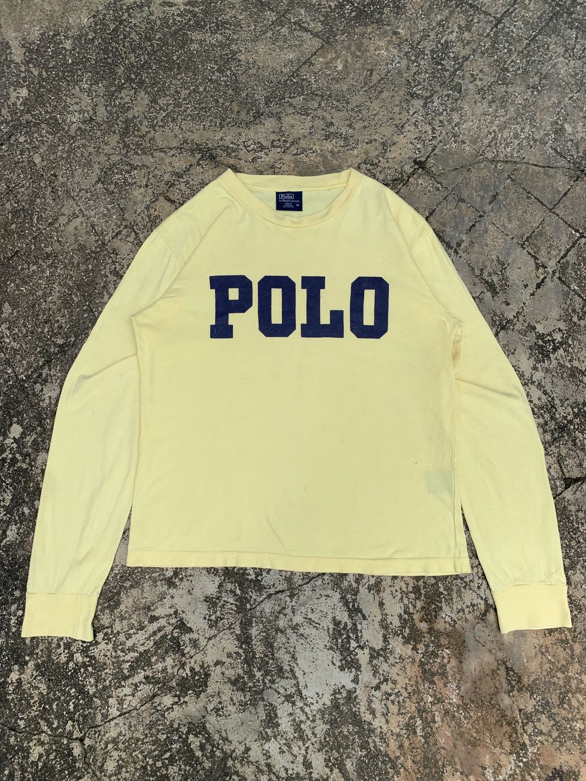 1990s Polo by Ralph Lauren Spell Out Logo Yellow Top