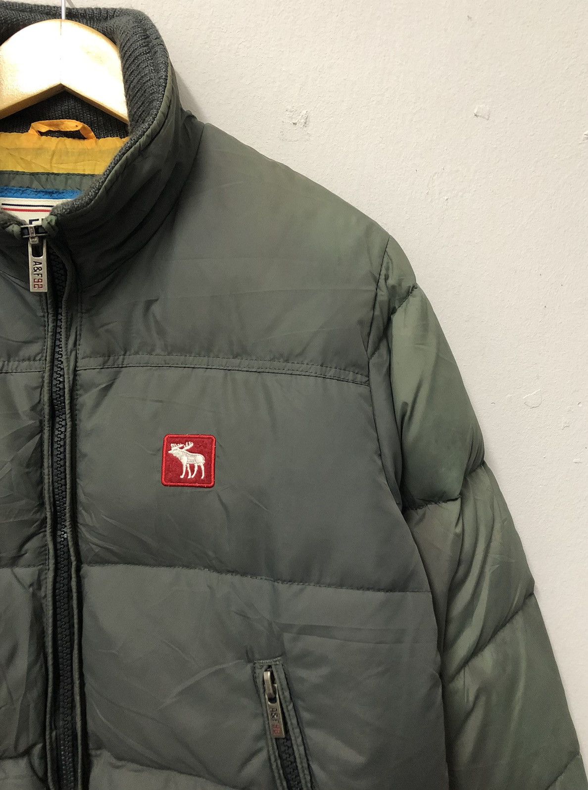 Abercrombie & Fitch VTG Abercrombie & Fitch Moose Logo Olive Puffer Jacket Size US S / EU 44-46 / 1 - 5 Thumbnail