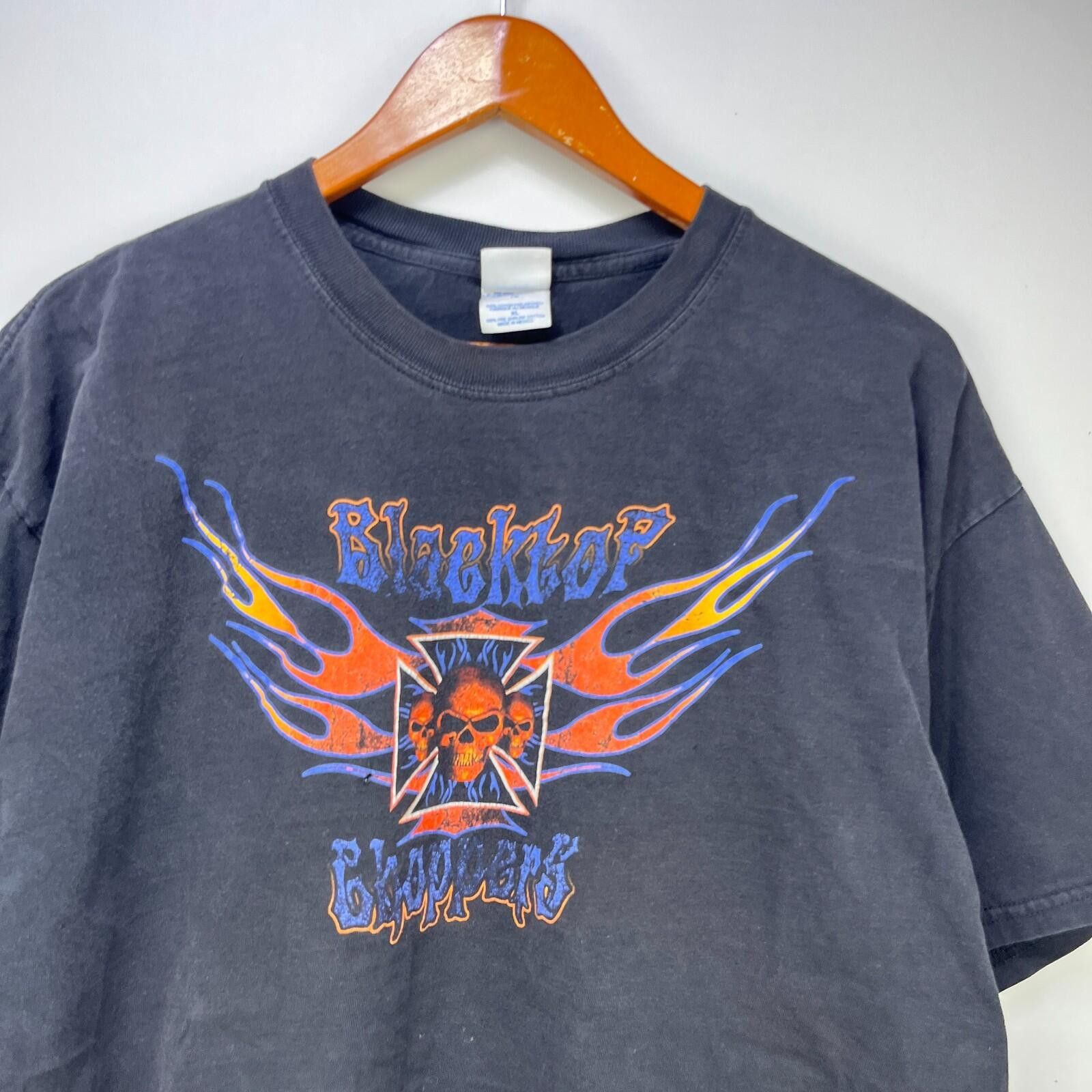 Vintage Vintage Blacktop Choppers Skull Flames Coast Cross Shirt XL Size US XL / EU 56 / 4 - 2 Thumbnail