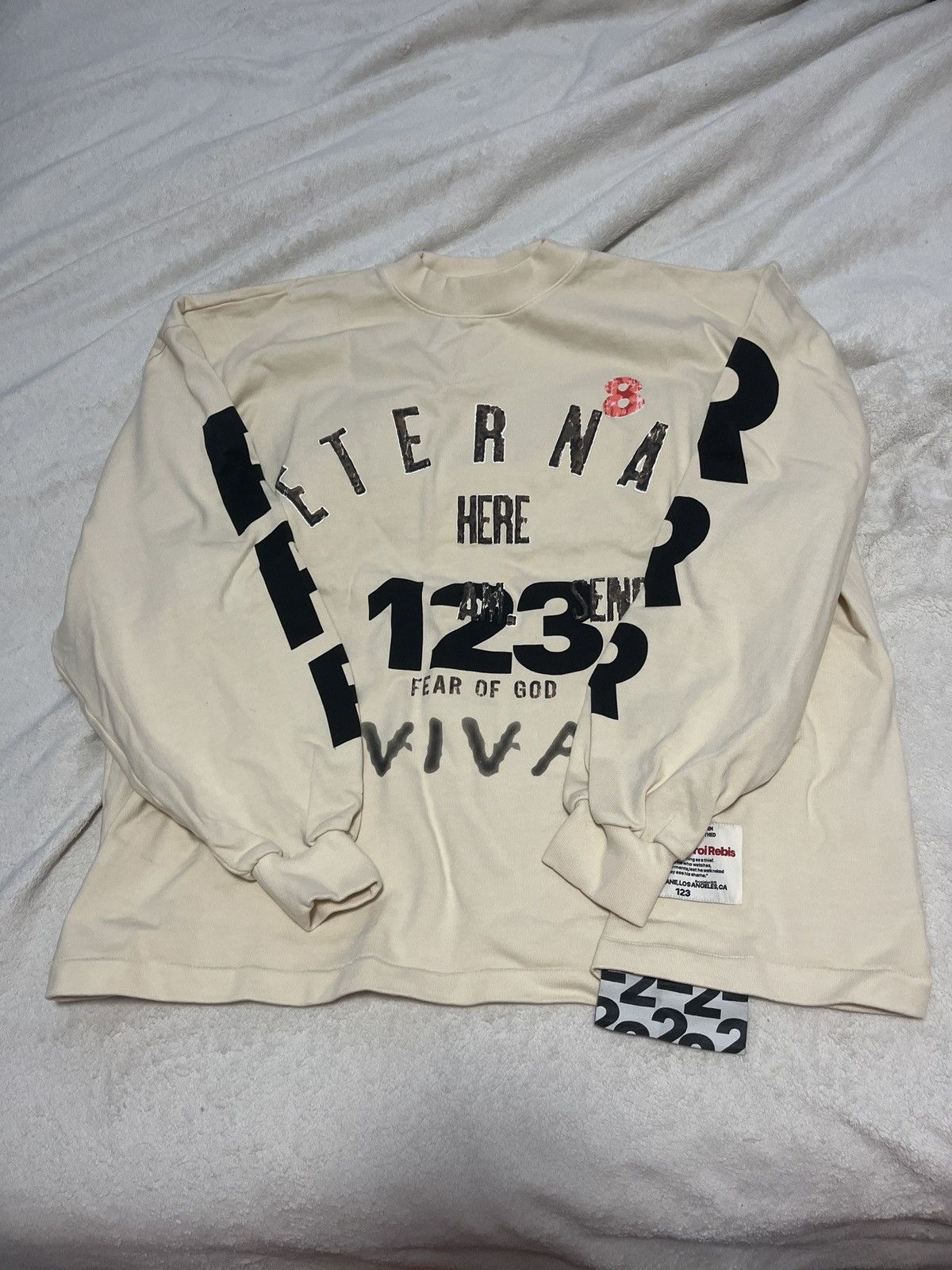 image of Fear Of God X Rrr123 Revival Long sleeve T-Shirt in Cream, Men's (Size Large)