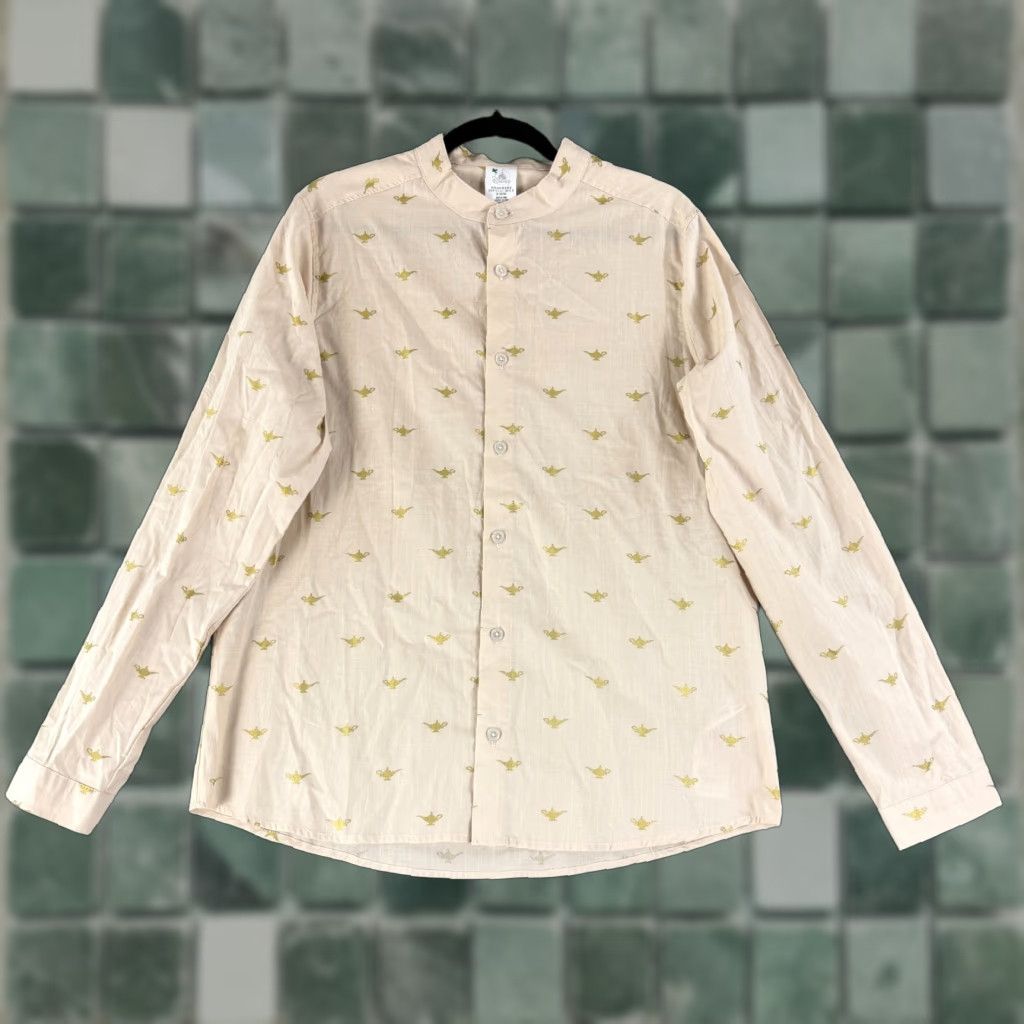 Disney Disney Aladdin Button-Up Shirt Mens Medium Beige Genie Lamp Long Sleeve Cotton Size US M / EU 48-50 / 2 - 1 Thumbnail