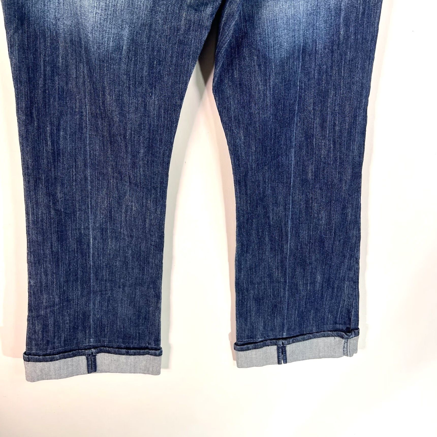 Vintage Apollo Jeans Straight Cuffed Embellished Women's Size 14 Dark Wash Denim Blue Jeans Size 36" / US 14 / IT 50 - 6 Thumbnail