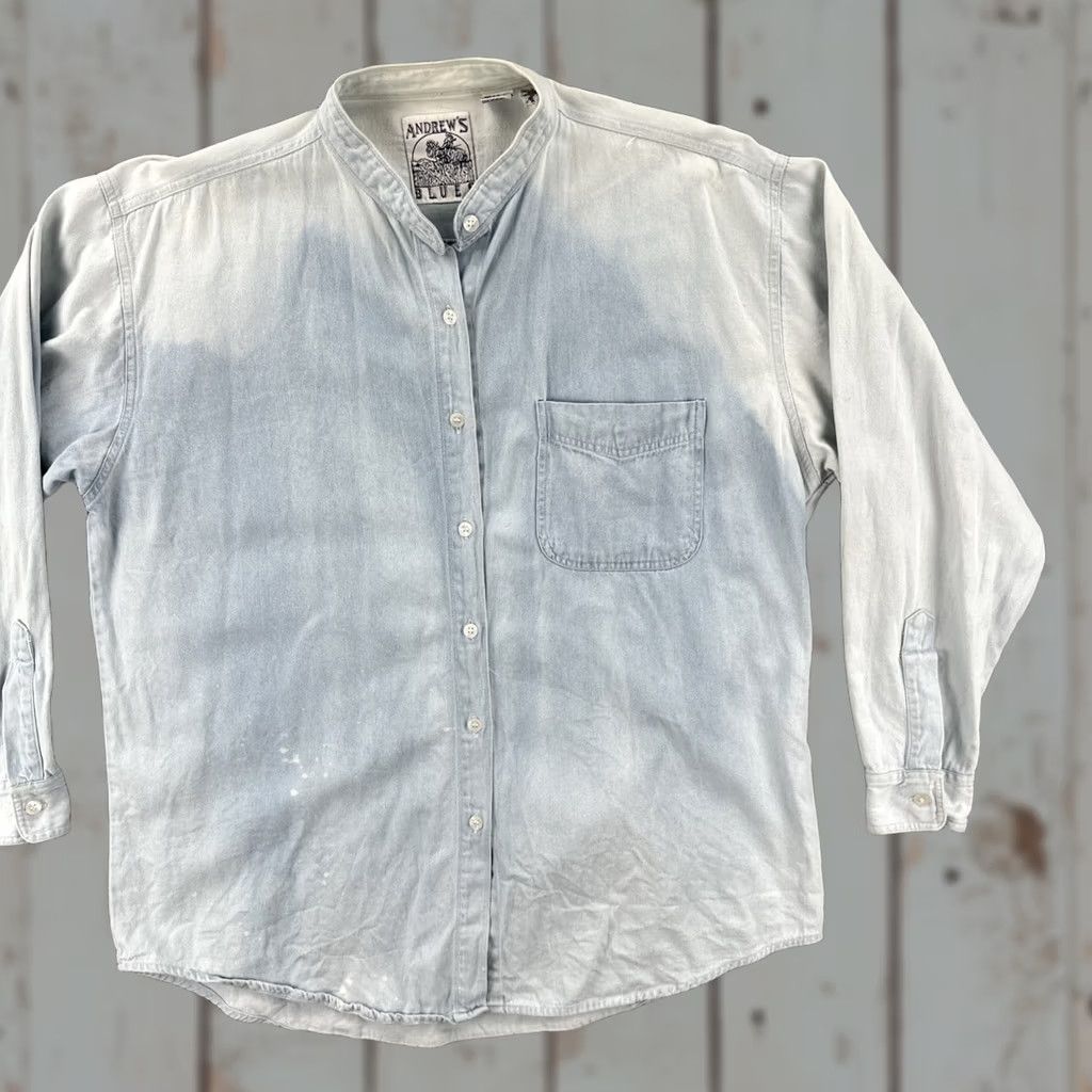 Vintage VINTAGE Andrew’s Blues Denim Shirt Womens Medium Blue 90s Button-Up Shirt Size M / US 6-8 / IT 42-44 - 1 Thumbnail