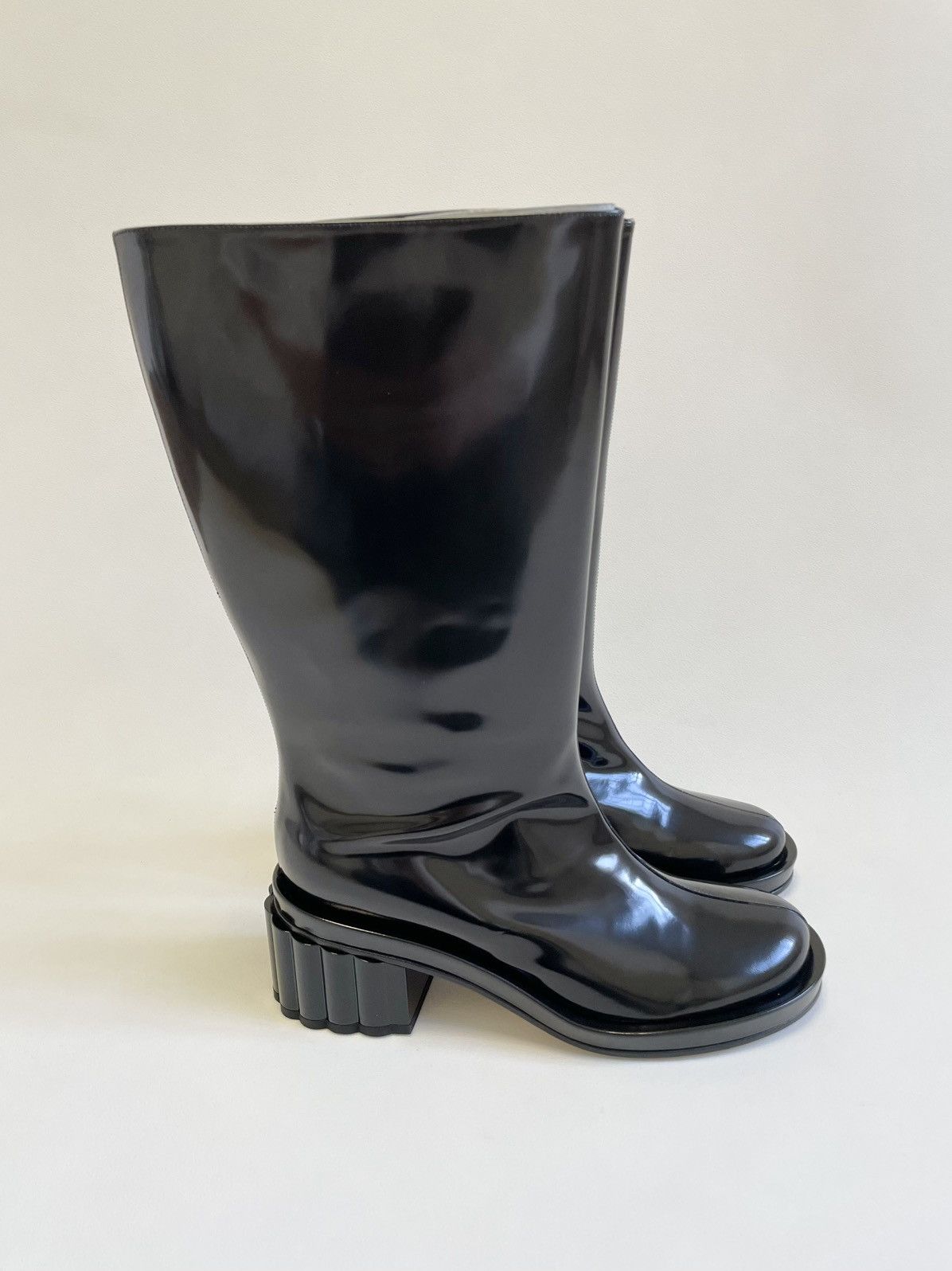 Simone Rocha Black Leather ‘Lacquered Heel’ Boots Size US 9 / IT 39 - 3 Thumbnail