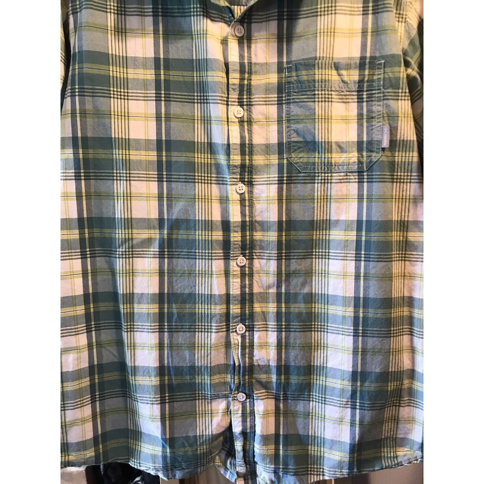 Columbia Columbia Men’s XL Blue Green Plaid SS Button Up Cotton Shirt Size US XL / EU 56 / 4 - 5 Thumbnail