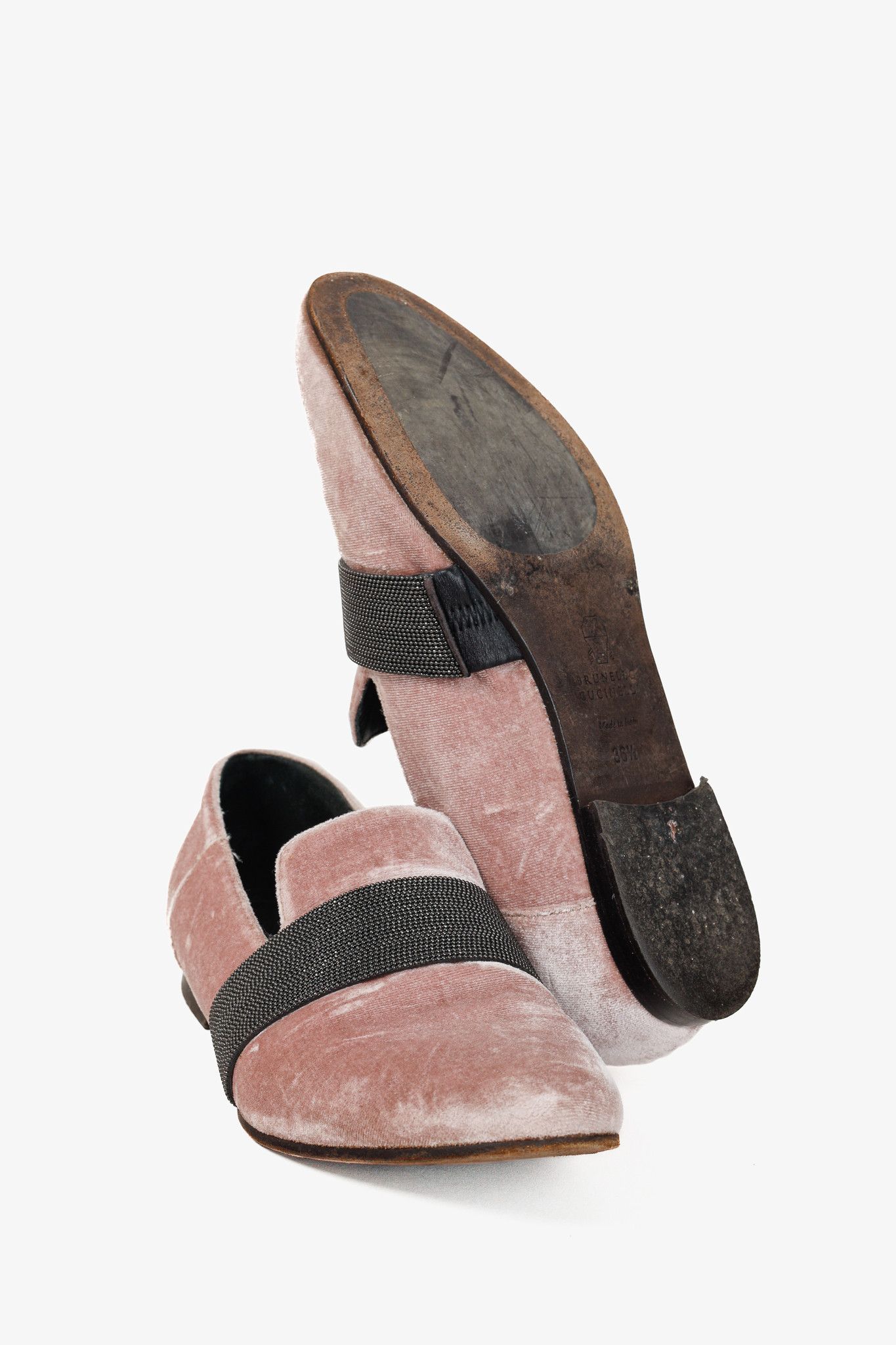 Brunello Cucinelli Brunello Cucinelli Monili Mauve Velvet Flat Slipper Loafers Size US 6 / IT 36 - 4 Thumbnail