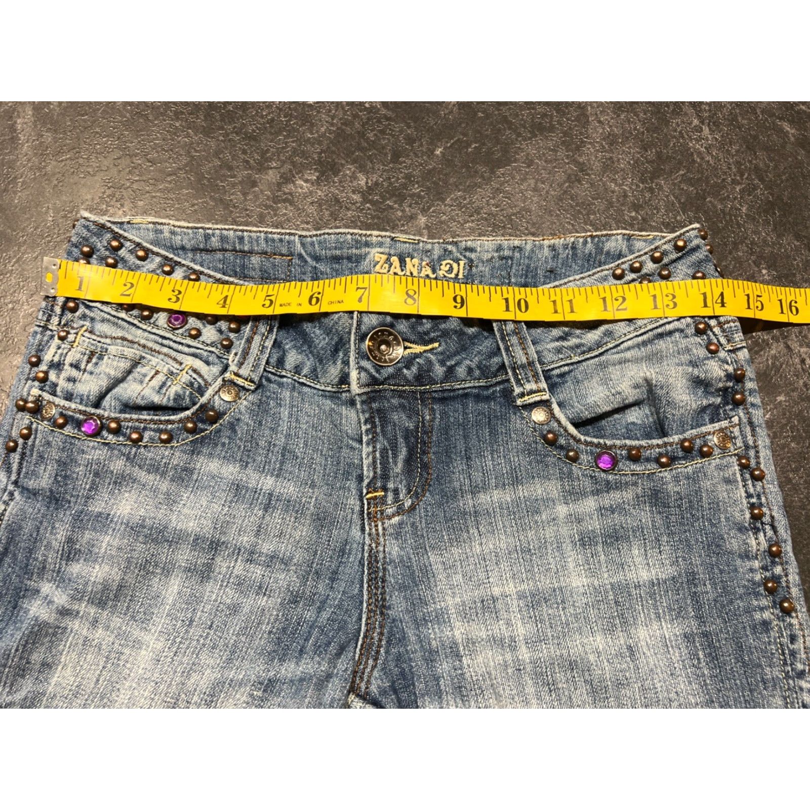 Vintage VINTAGE Zana Di Women’s 28x32 High Rise Flare Leg Jeans Embroidered 90s Y2K Denim Blue Juniors Size 27" / US 4 / IT 40 - 6 Thumbnail