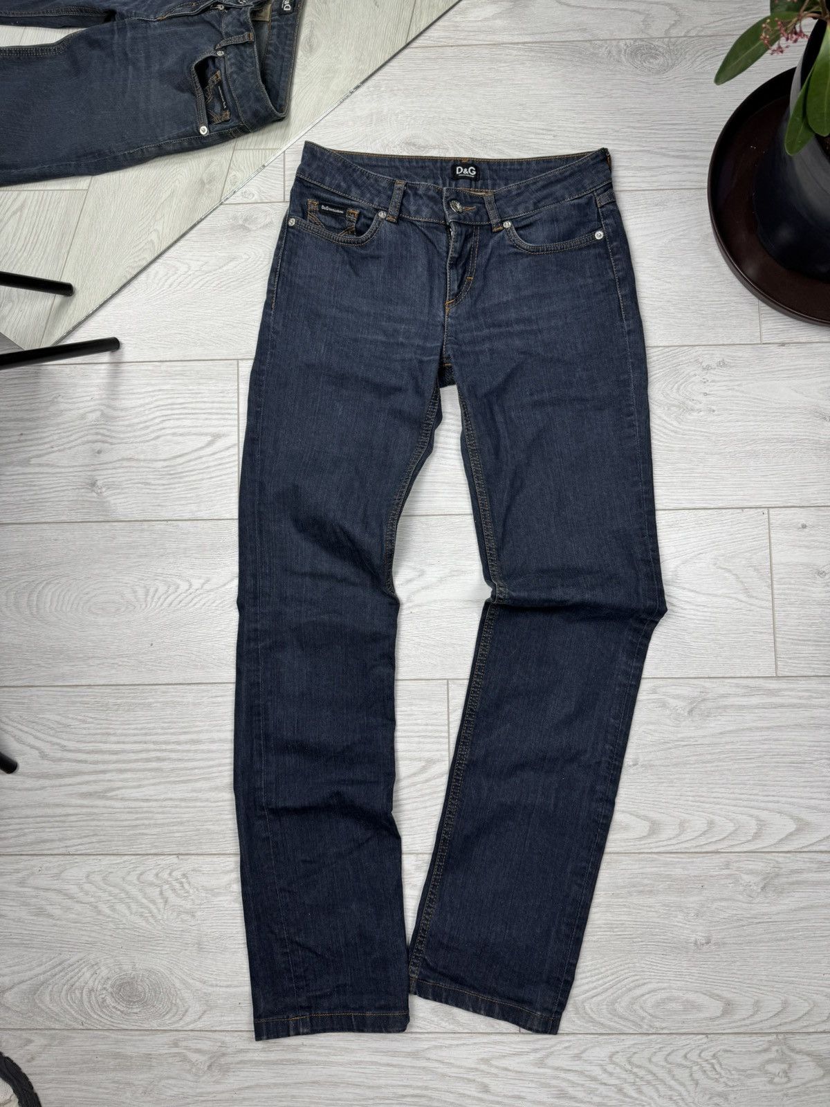 Dolce & Gabbana × Vintage Rare Custom Vintage Jeans Embroidered Big D&G Logo Drip Y2K Size 26" / US 2 / IT 38 - 4 Thumbnail