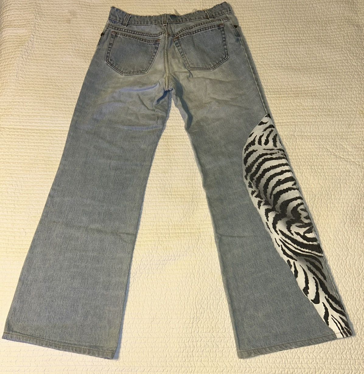 Roberto Cavalli ONE OF A KIND 2004 Runway Archive Hand Painted White Tiger Size US 29 - 4 Thumbnail