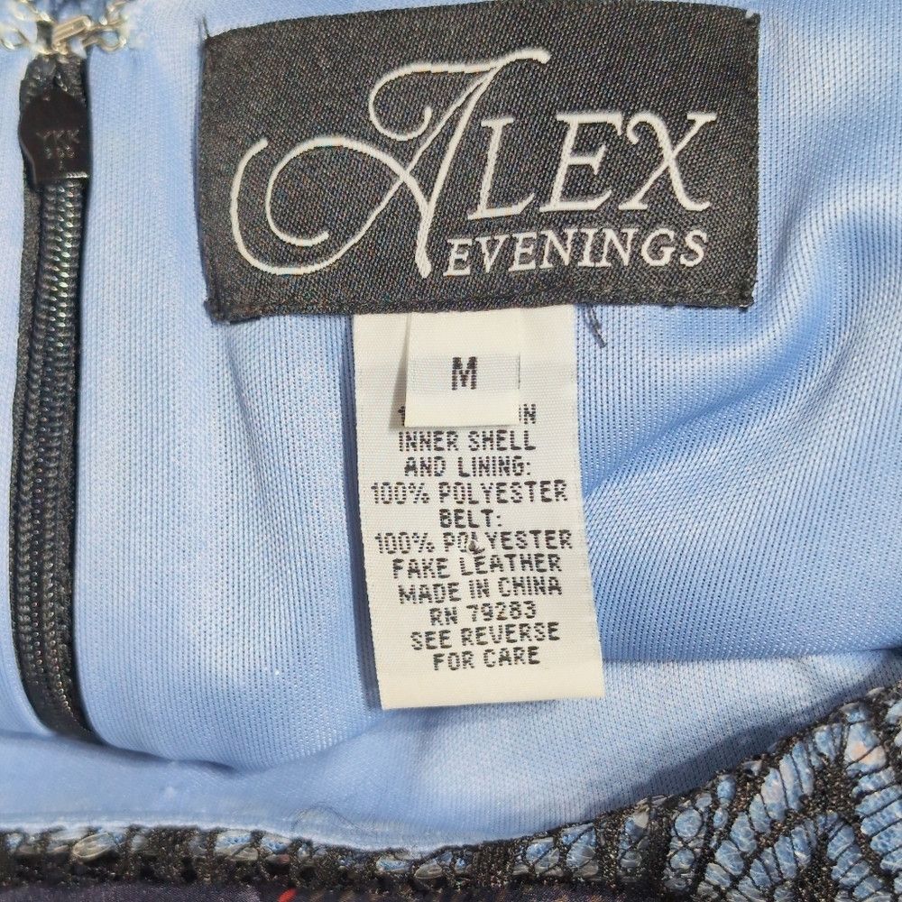 Alex Evenings Alex Evenings Metallic Blue Blouse M Lace Over Sequins Size M / US 6-8 / IT 42-44 - 5 Thumbnail